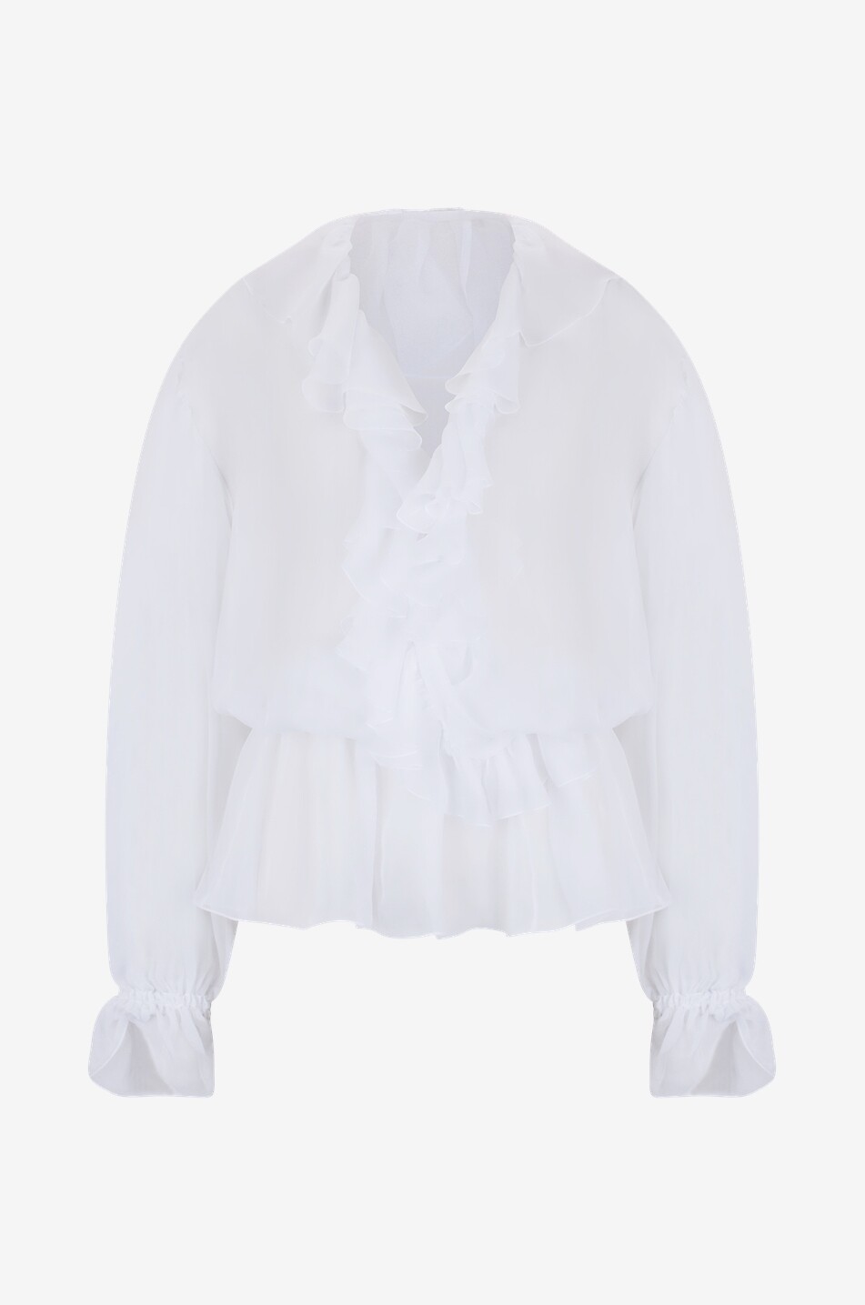 DOLCE & GABBANA Wrap effect silk chiffon ruffle blouse Women WHITE 1