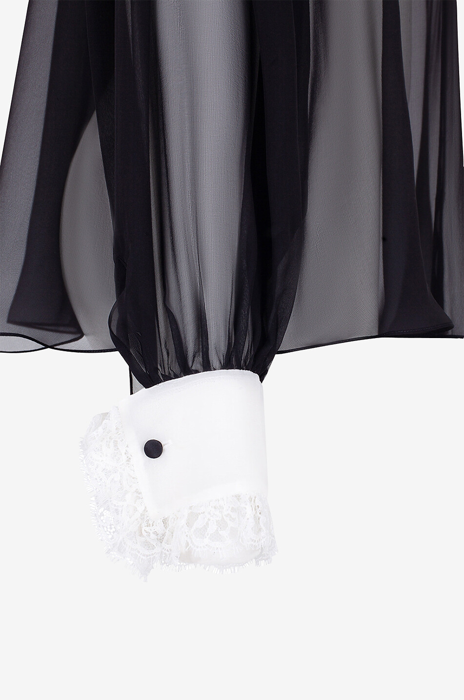 DOLCE & GABBANA Lace adorned silk chiffon shirt with bib Women BLACK 4