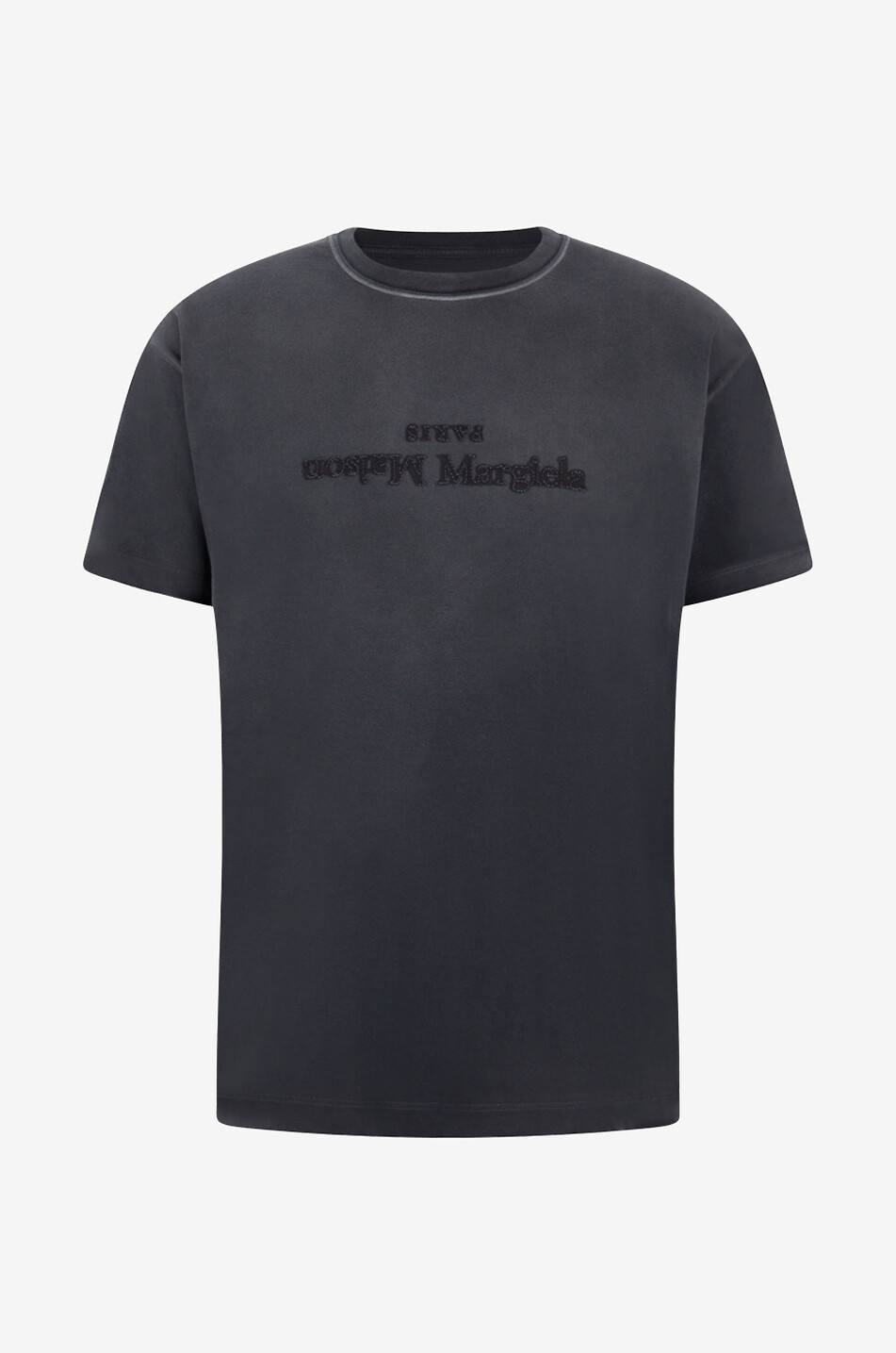 MAISON MARGIELA Ausgewaschenes T-Shirt mit umgekehrtem Logo Herren SCHWARZ 1