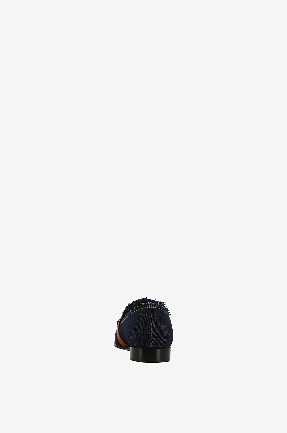 Mocassins en denim brut effiloché et cuir Capry
