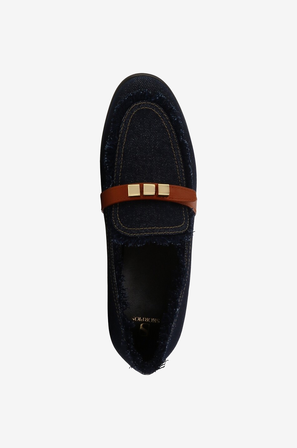 Mocassins en denim brut effiloché et cuir Capry