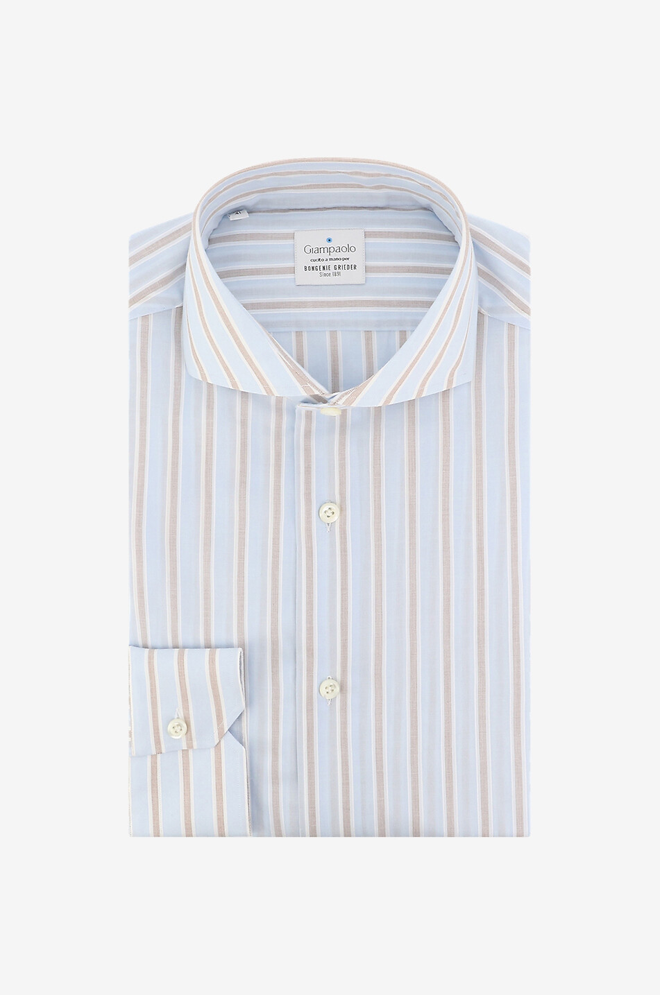 GIAMPAOLO Gestreiftes langärmeliges Hemd aus Baumwolle Herren HELLBLAU 1