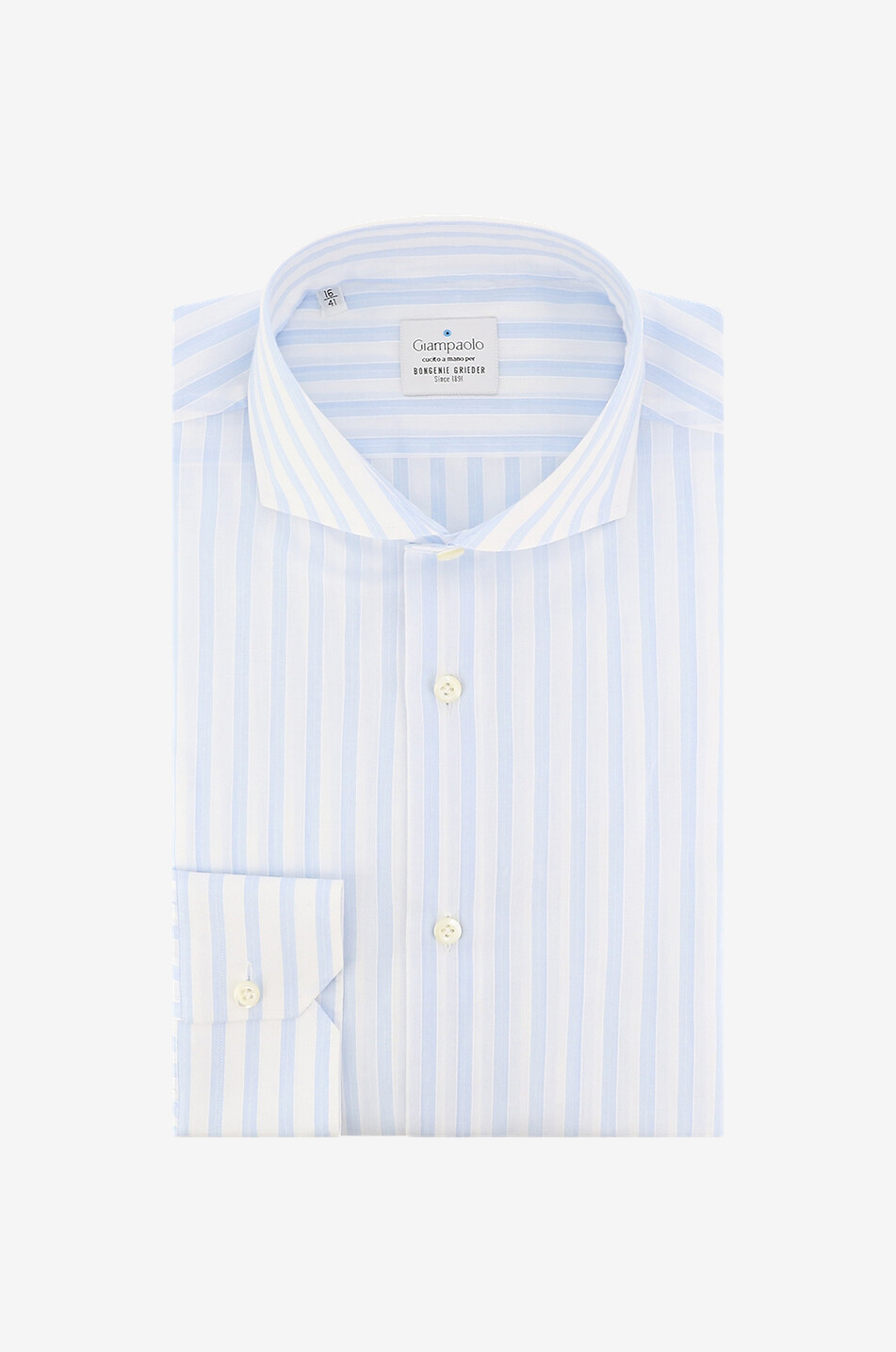 GIAMPAOLO Striped cotton long-sleeved shirt Men MEDIUM BLUE 1