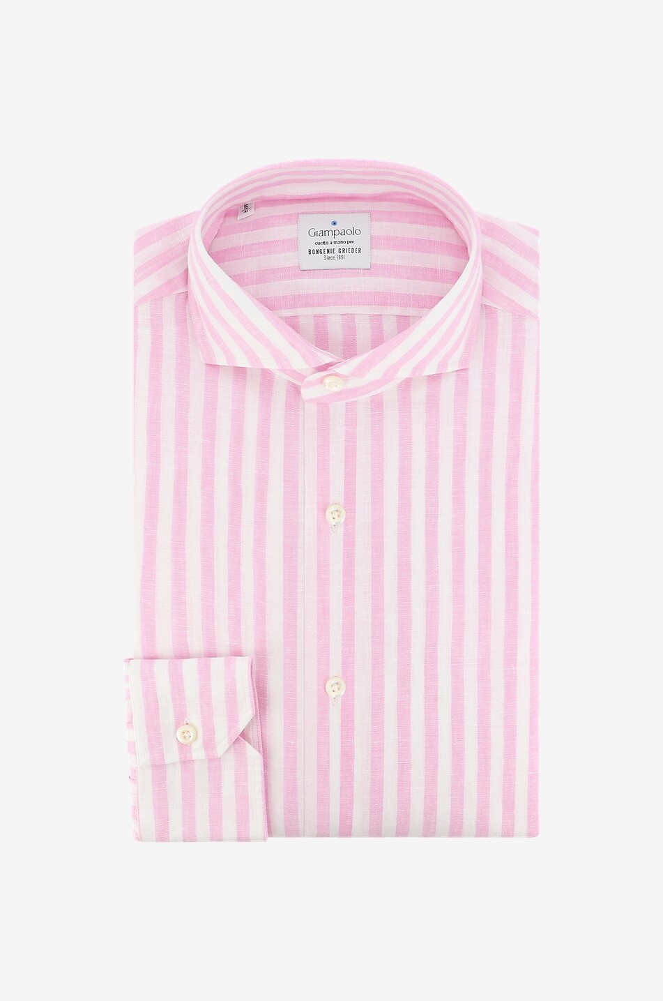 GIAMPAOLO Chemise rayée à manches longues en lin Homme ROSE 1