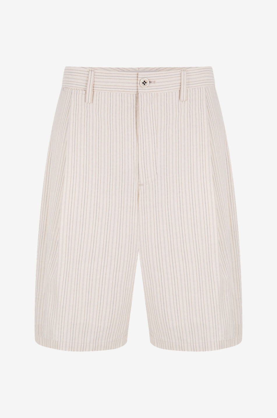 GOLDEN GOOSE Linus Vintage Striped cotton shorts with waistband tucks Men EGGSHELL 1