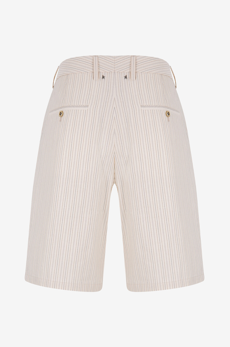 Linus Vintage Striped cotton shorts with waistband tucks