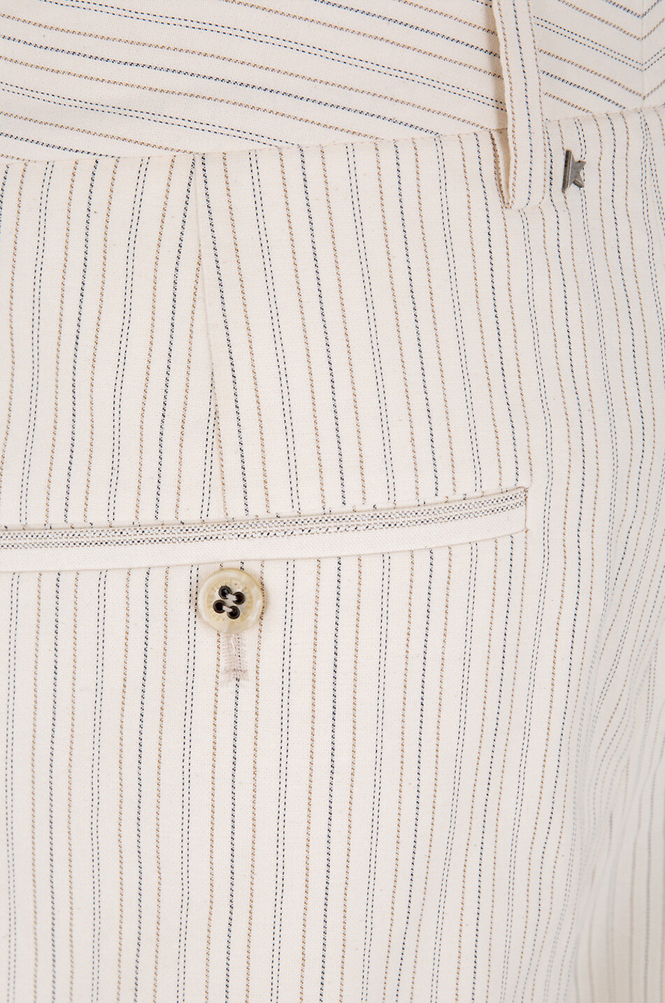 GOLDEN GOOSE Linus Vintage Striped cotton shorts with waistband tucks Men EGGSHELL 3