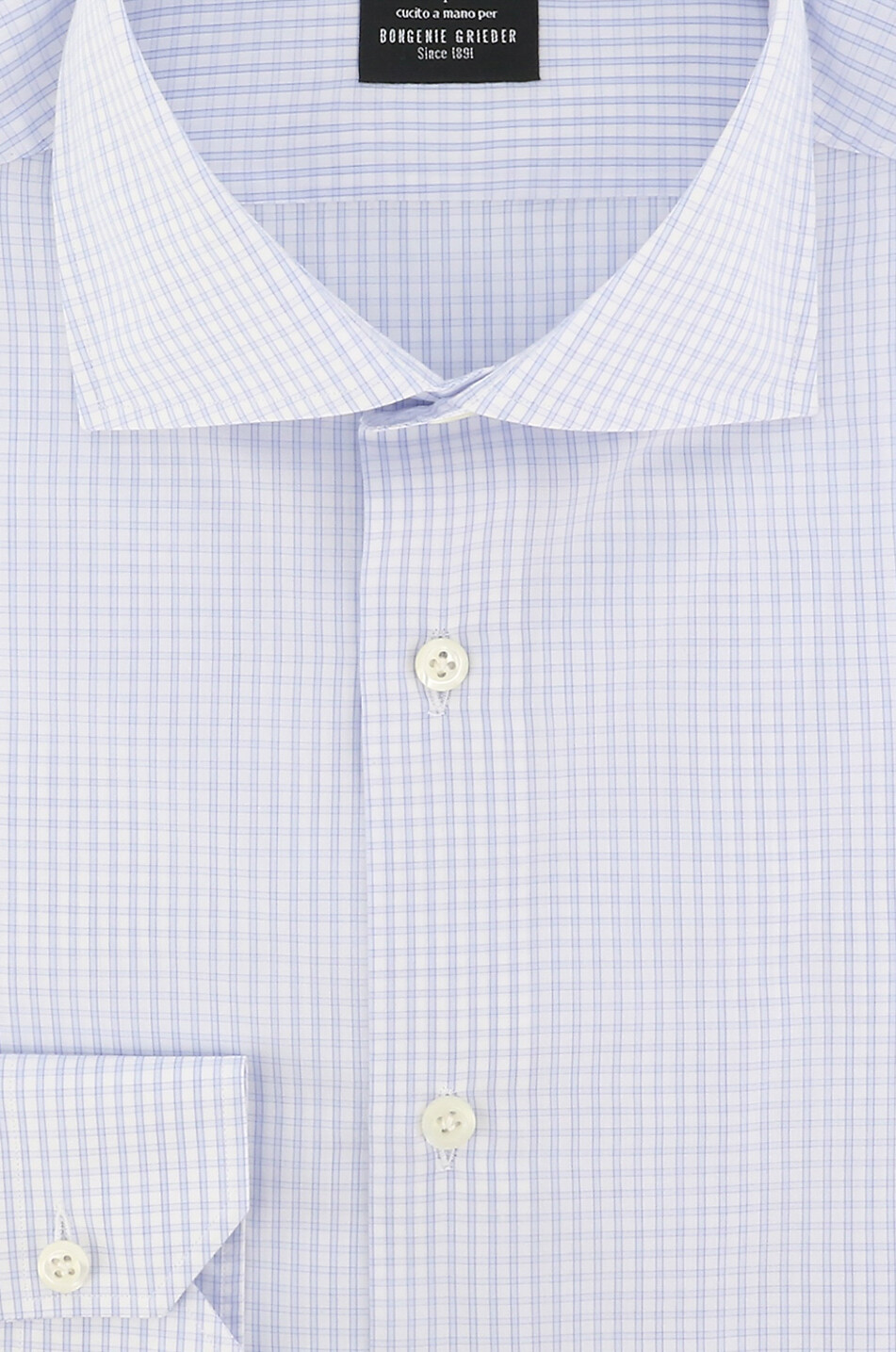 GIAMPAOLO Gingham check cotton long-sleeved shirt Men LIGHT BLUE 2