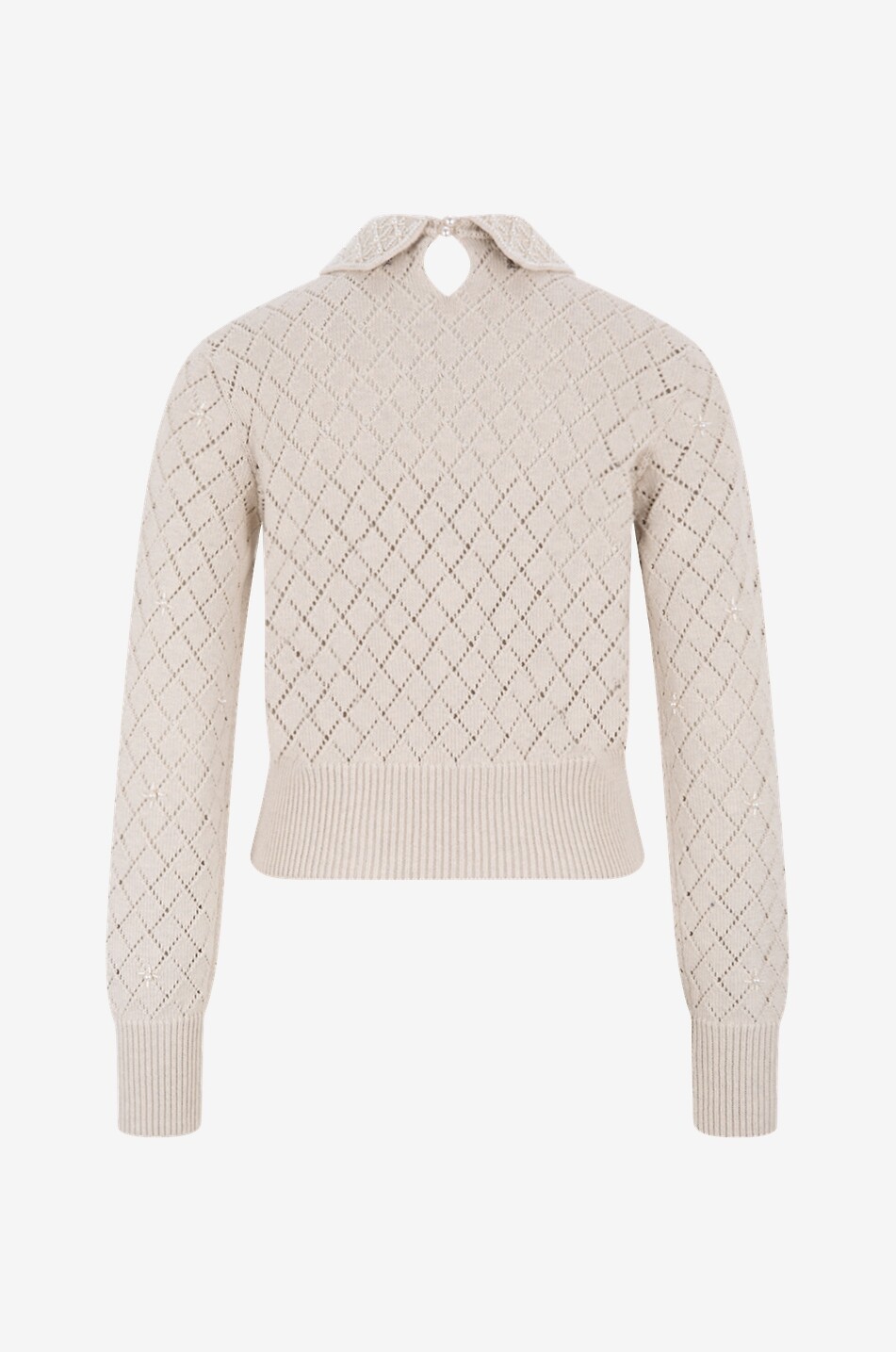 Pull polo ajouré brodé de perles Licia