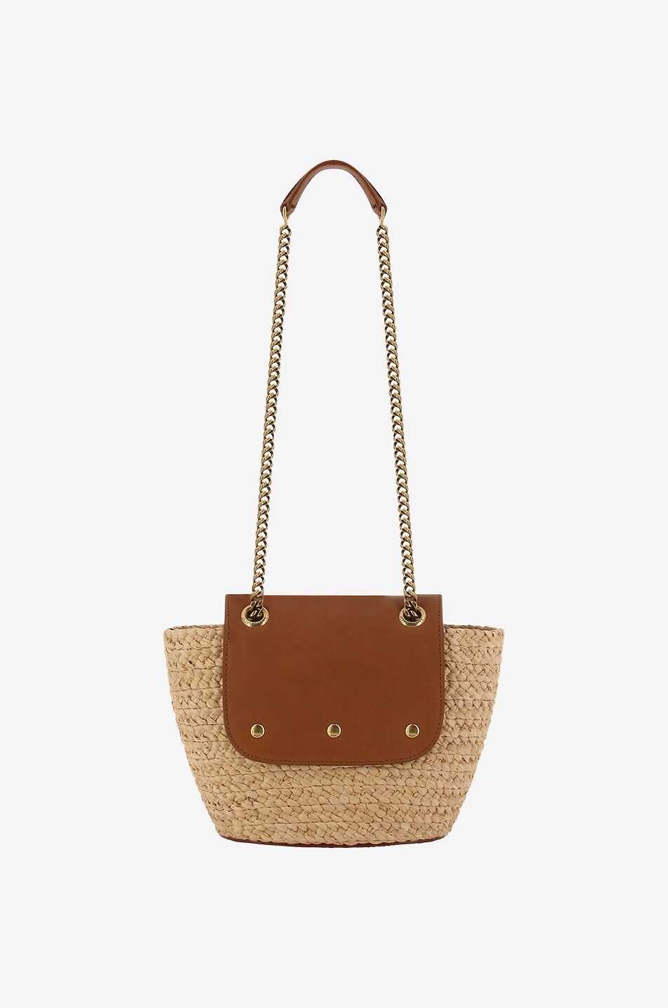 SAINT LAURENT PARIS Manon mini raffia and leather basket bag Women BROWN 3