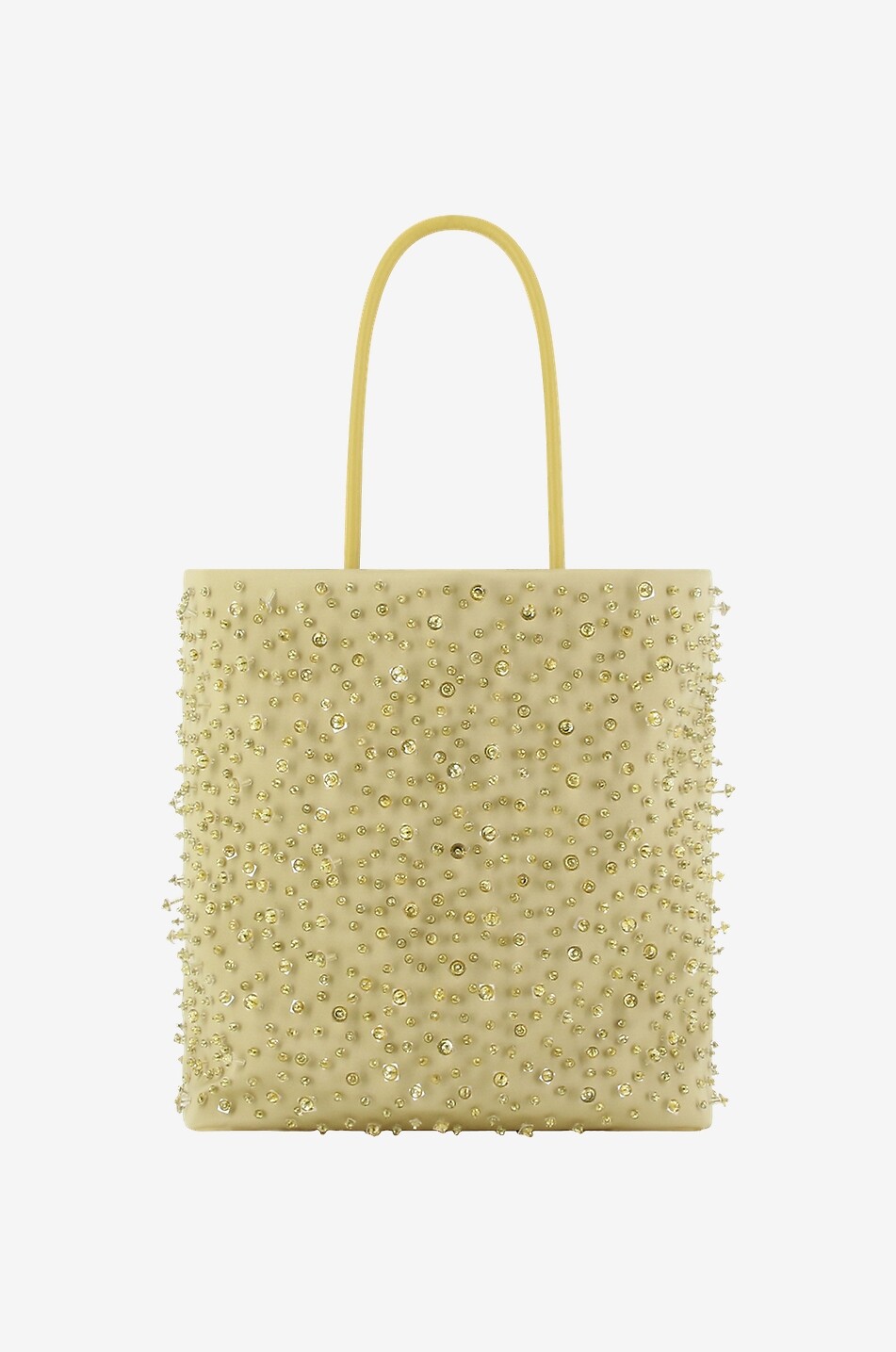 Glass bead adorned duchesse mini tote bag
