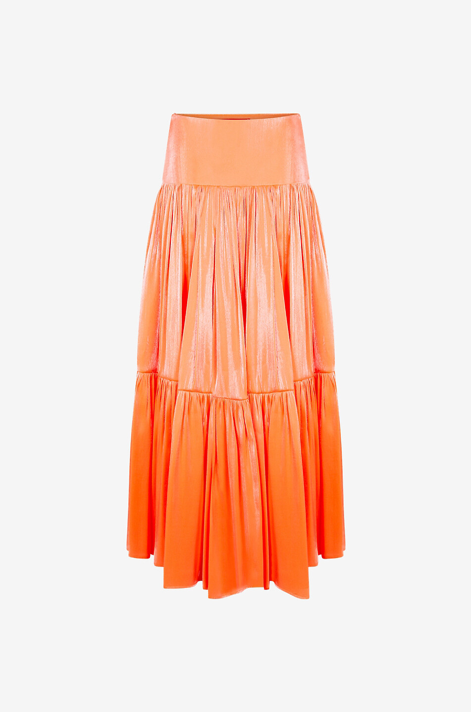 CO.GO Jupe longue à volants étagés Shiny Femme ORANGE 1