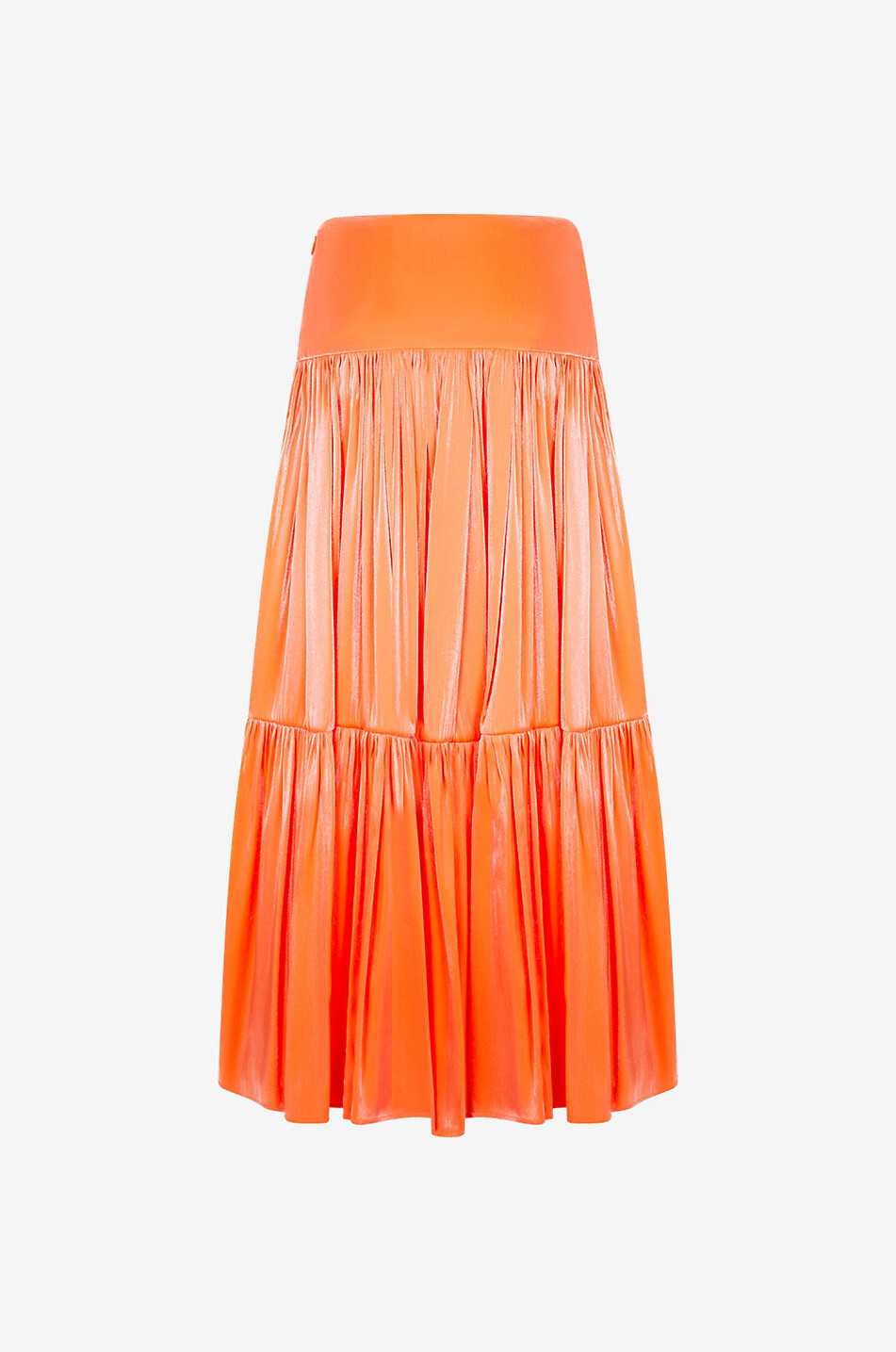 CO.GO Jupe longue à volants étagés Shiny Femme ORANGE 2