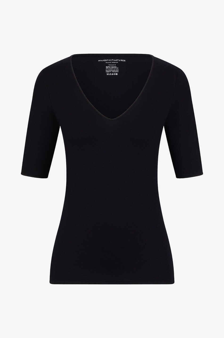 MAJESTIC FILATURES Kurzärmeliges T-Shirt aus Viskose Damen SCHWARZ 1