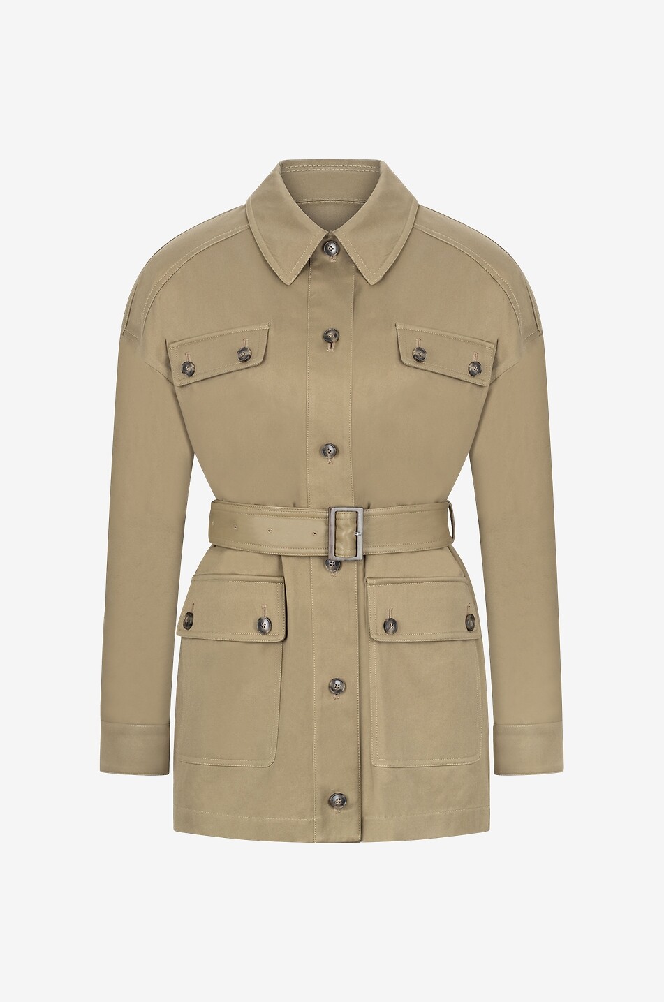 YVES SALOMON Safarijacke aus Baumwollgabardine Damen HELLGRÜN 1