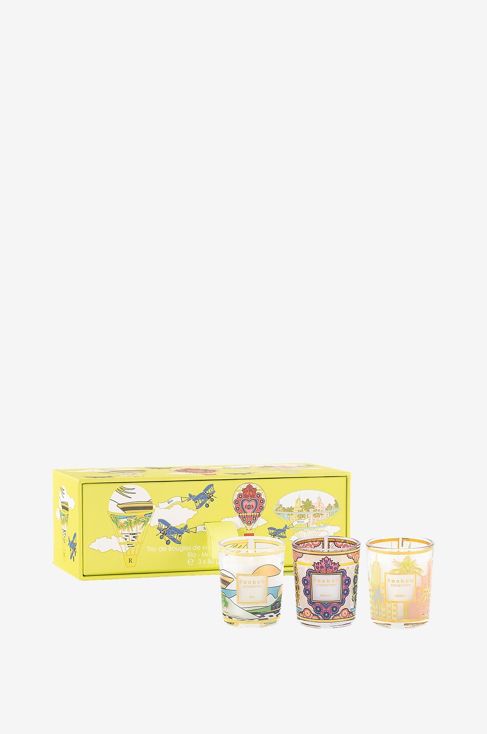 Travel Rio Mexico Miami set of three scented candles