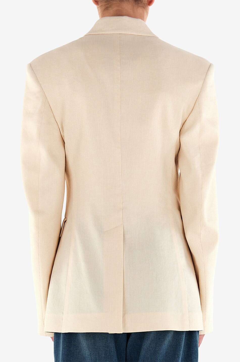 JACOB COHEN COUTURE Blazer en lin et viscose à boutonnage double et carreaux vichy Femme BEIGE 4