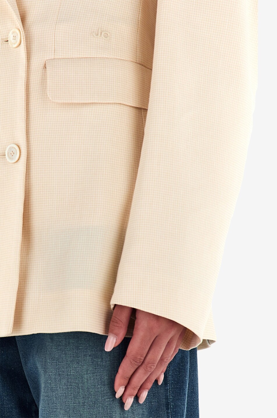 JACOB COHEN COUTURE Blazer en lin et viscose à boutonnage double et carreaux vichy Femme BEIGE 5