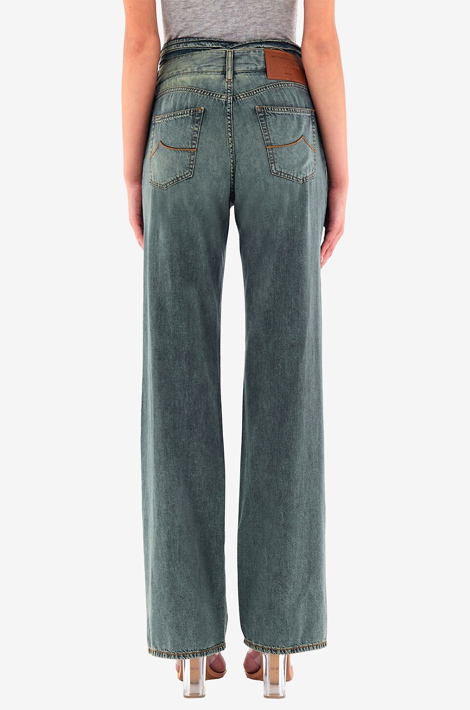 Jean large en coton avec ceinture à nouer