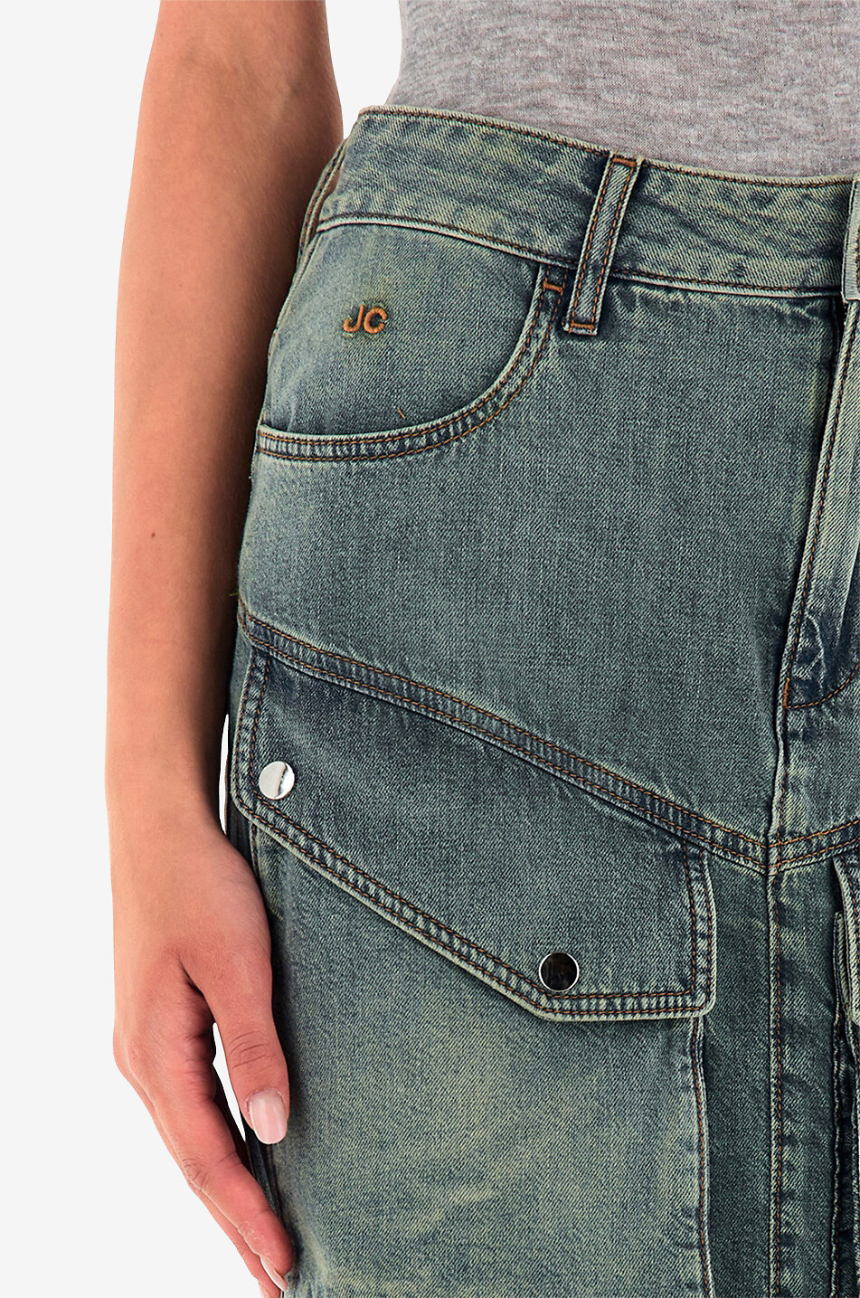 Cargo-Minirock aus Denim