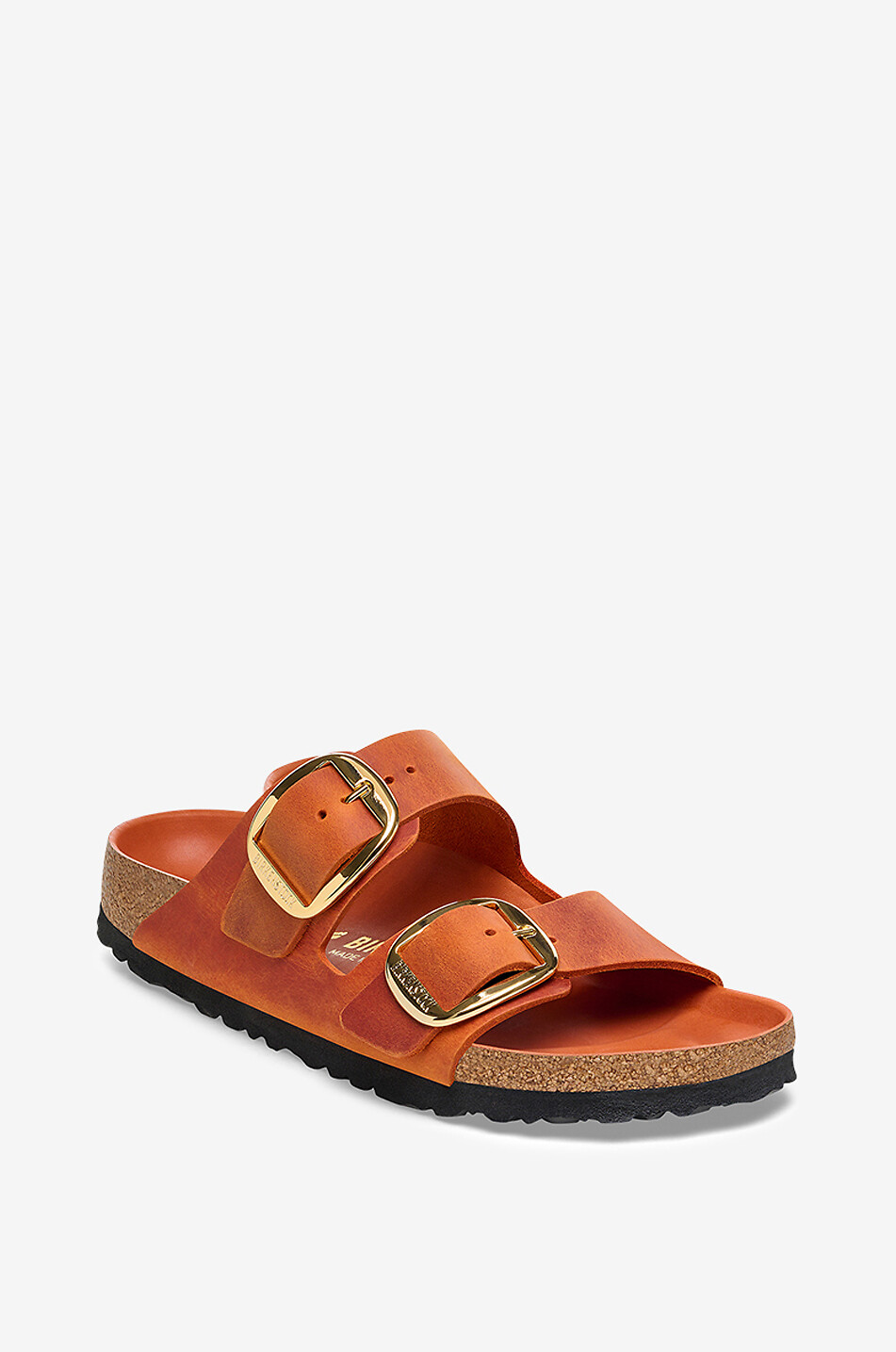 BIRKENSTOCK Mules plates en cuir huilé Arizona Femme MARRON CLAIR 1
