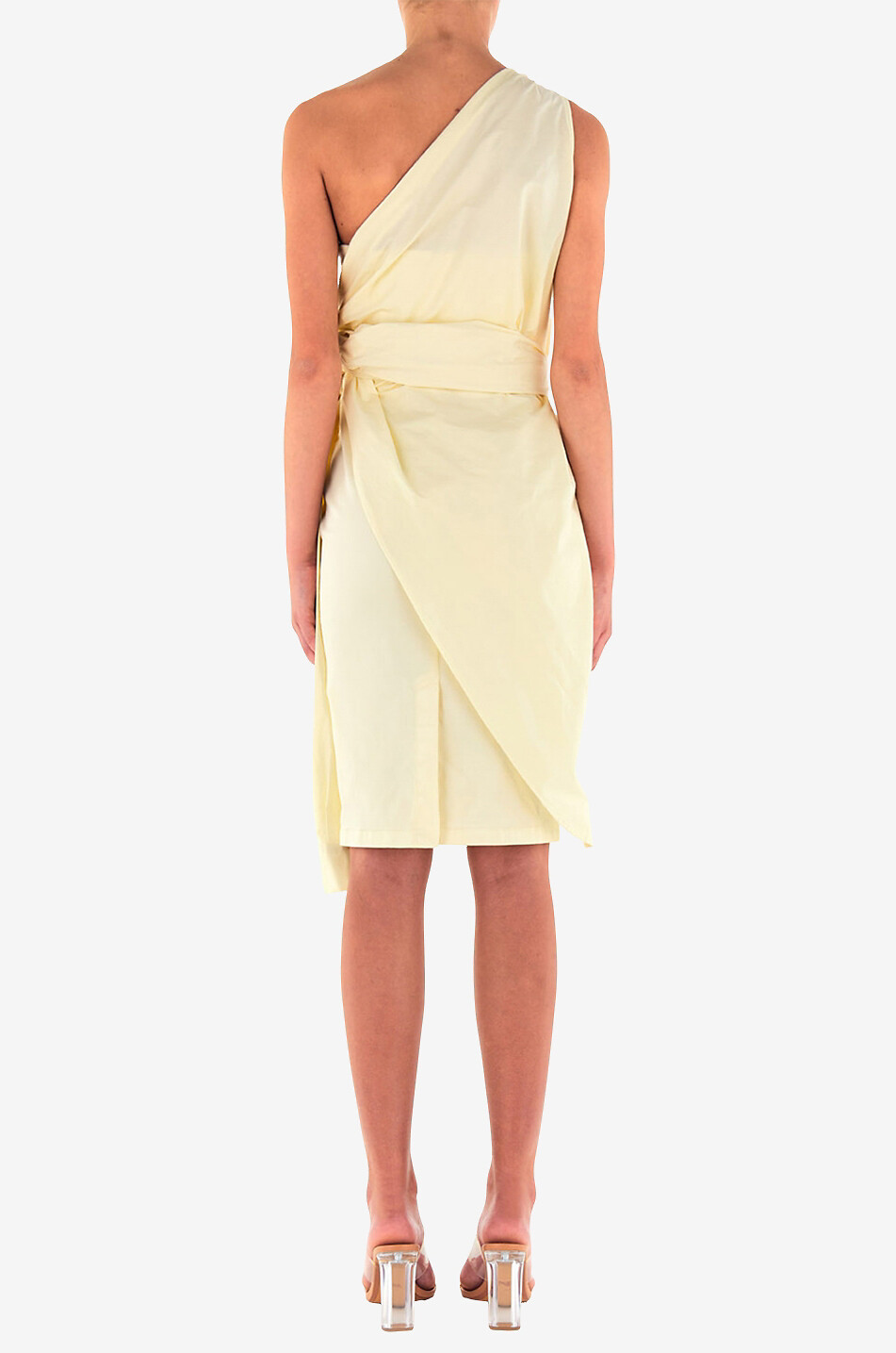 Cotton short draped asymmetric dress