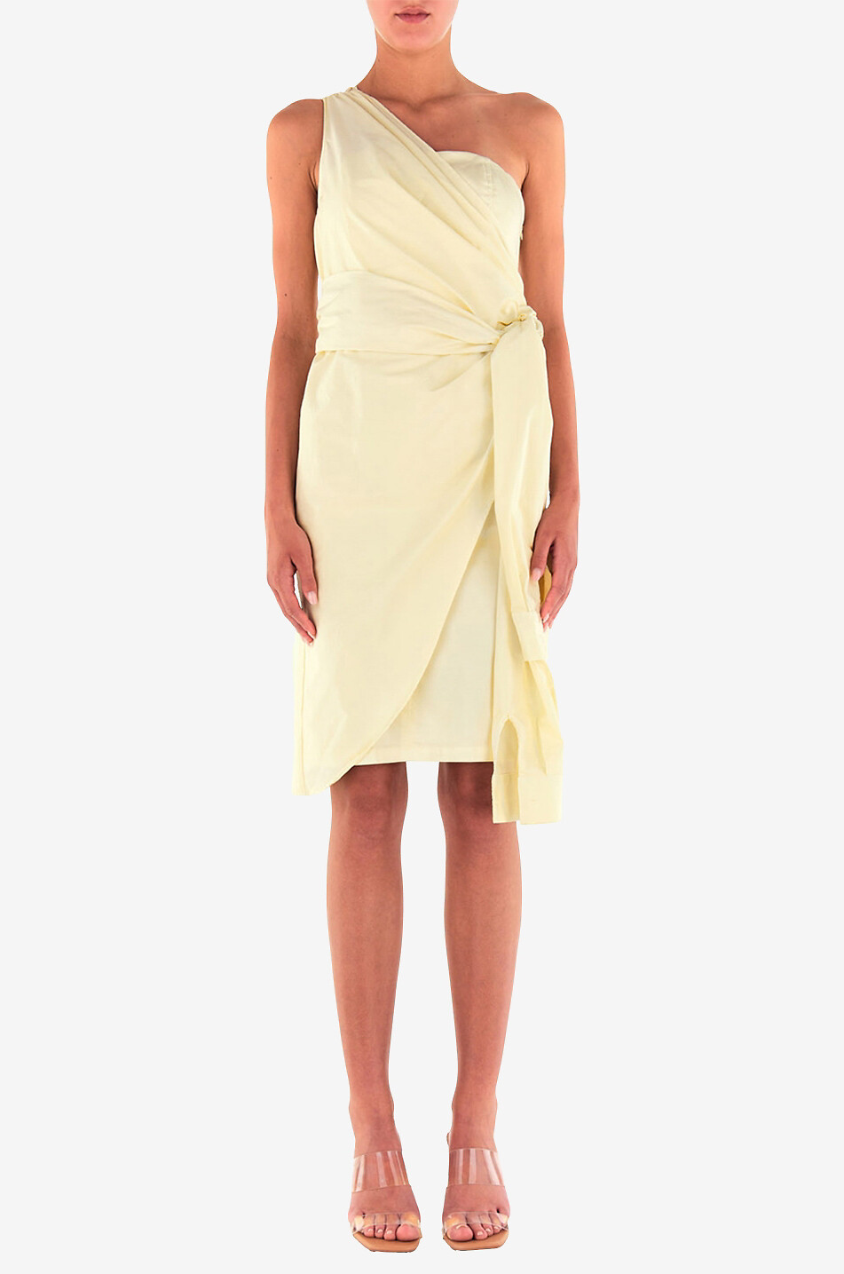 Robe courte drapée asymétrique en coton