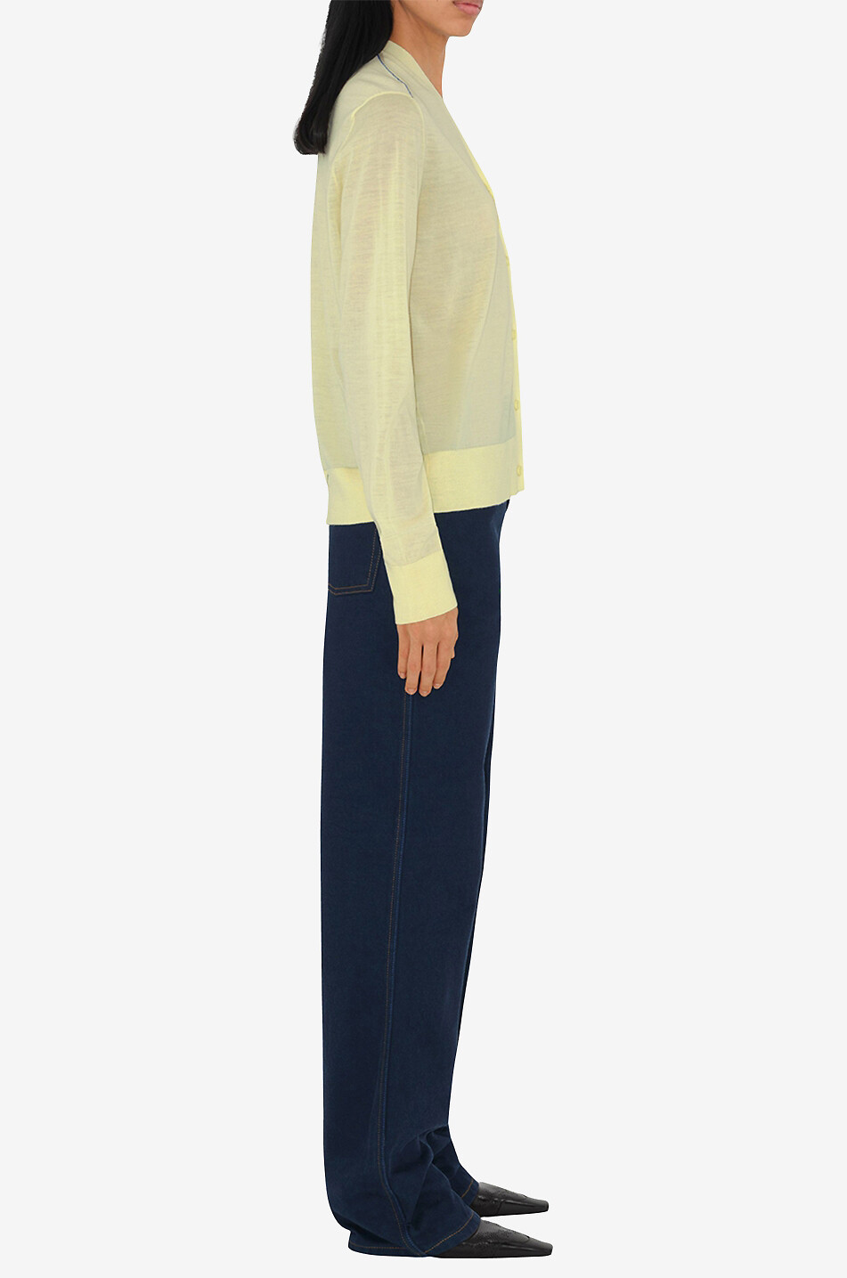Cardigan boutonné à col V en laine