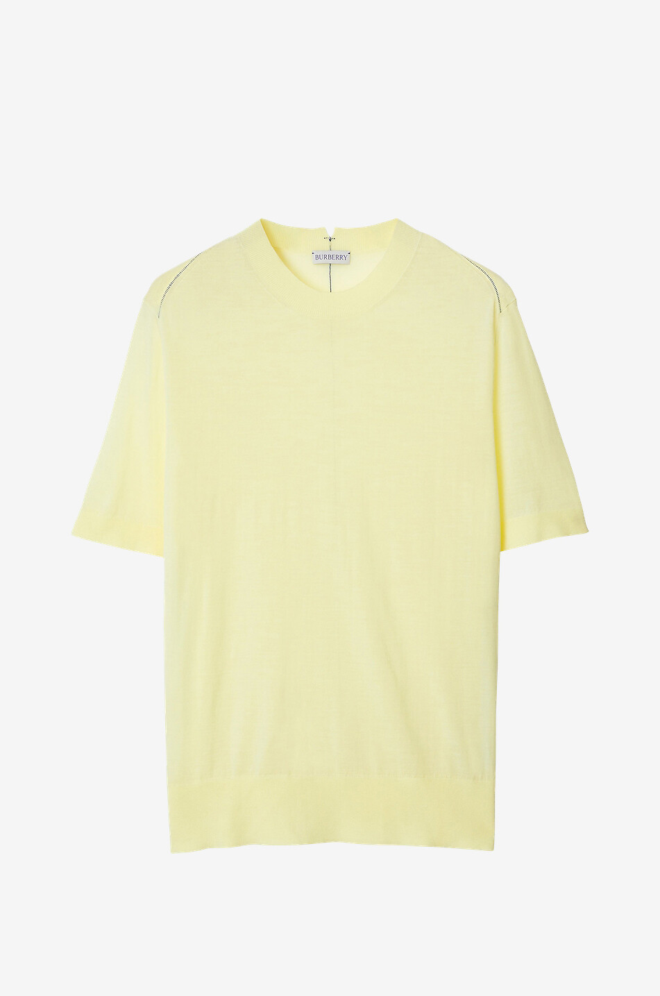 T-shirt à col rond et manches courtes en laine à surpiqûre