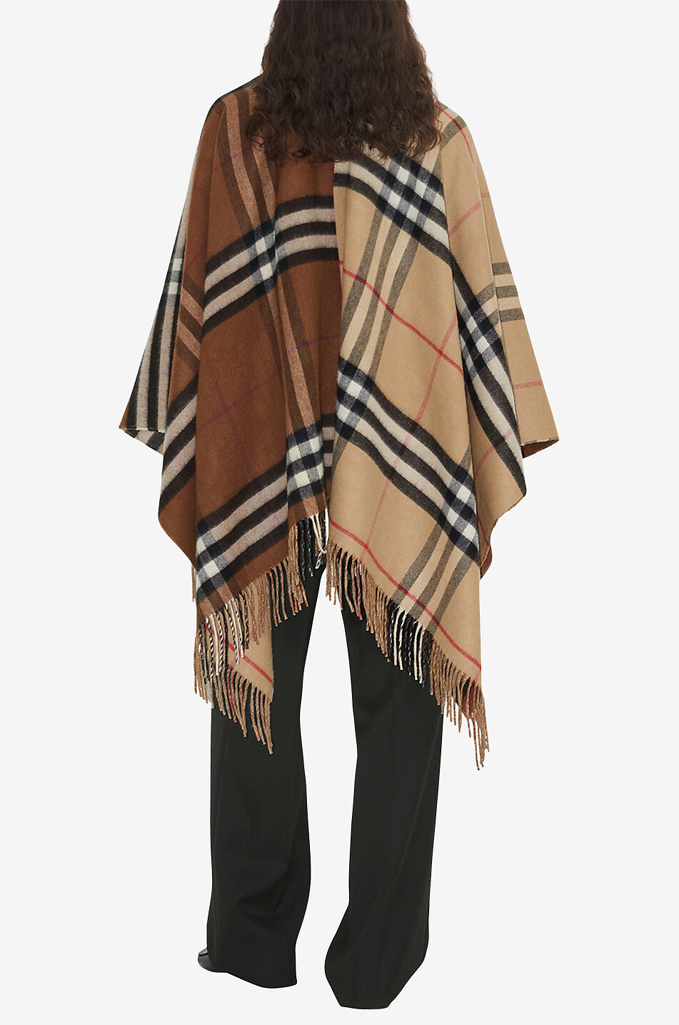 Cape aus Wolle und Kaschmir Check