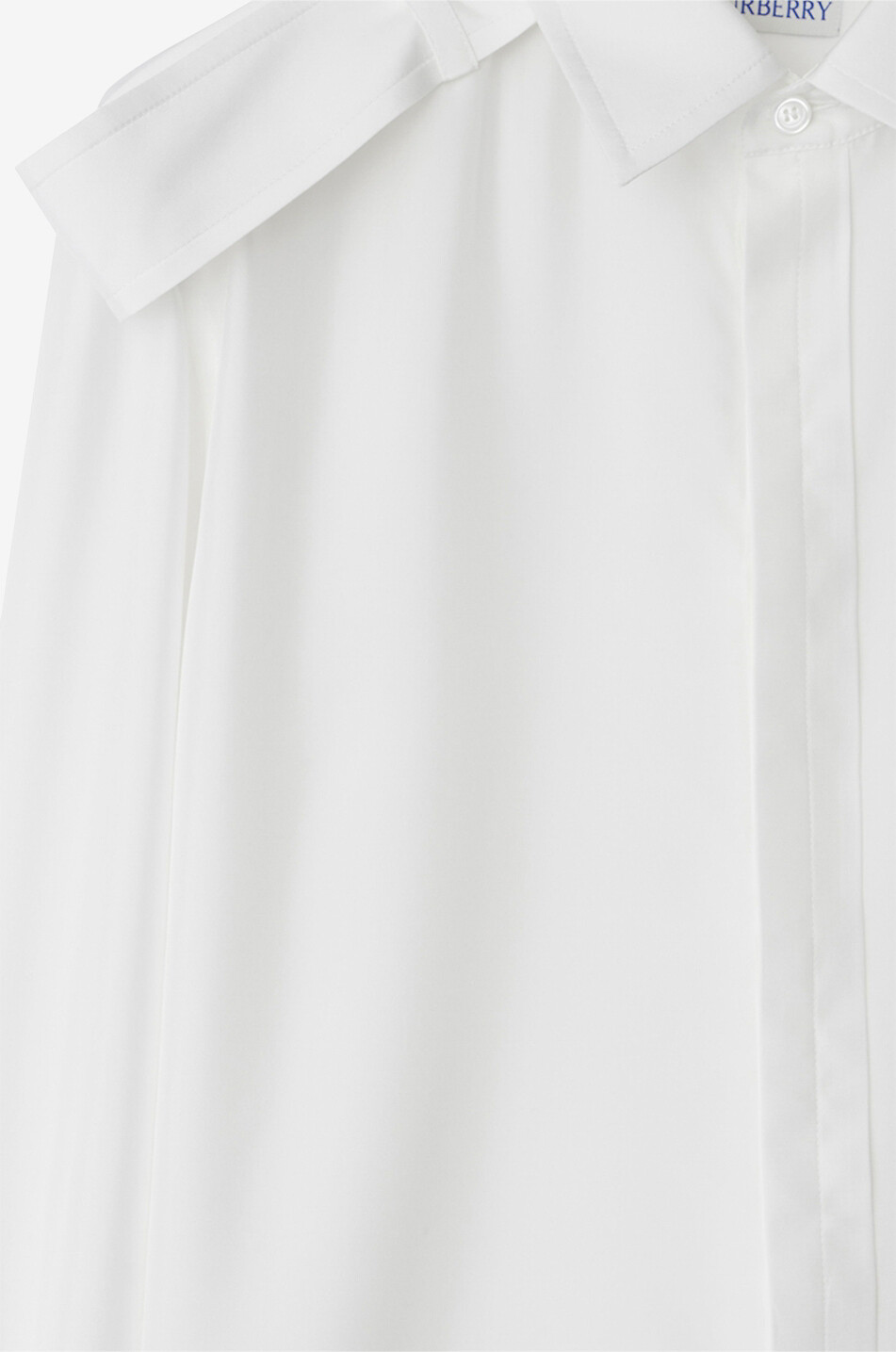 BURBERRY Chemise à manches longues en soie à épaulettes Femme BLANC CASSE 6