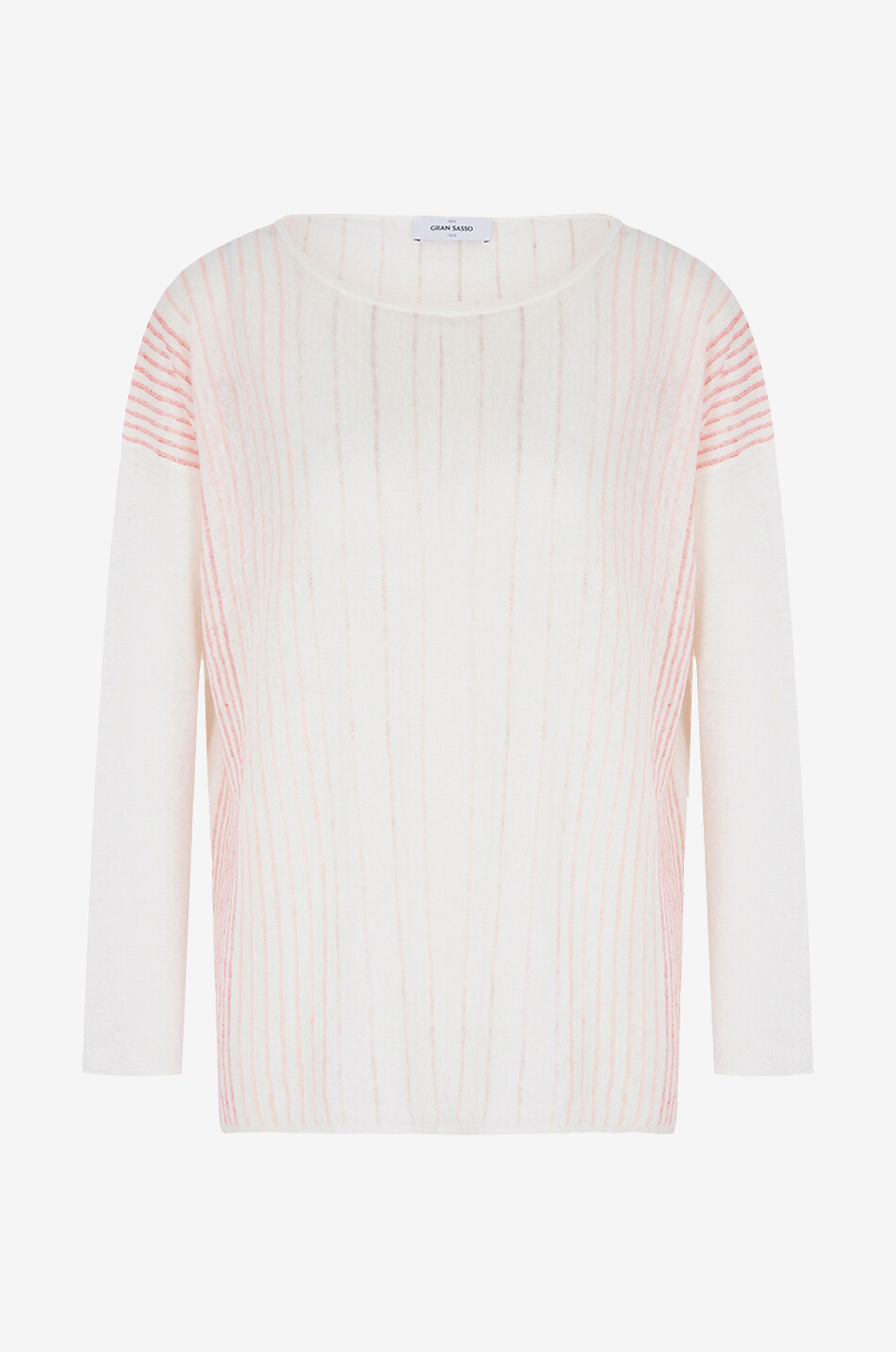Striped cotton and linen round-neck jumper