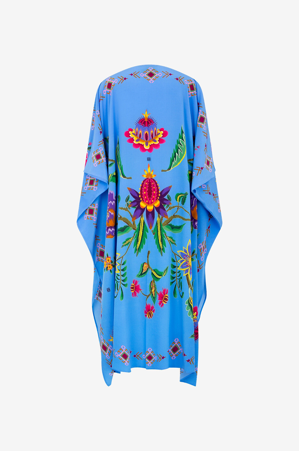 SIMONE BRUNS Lange Tunika aus Seide Ethno Floral Damen BLAU 2