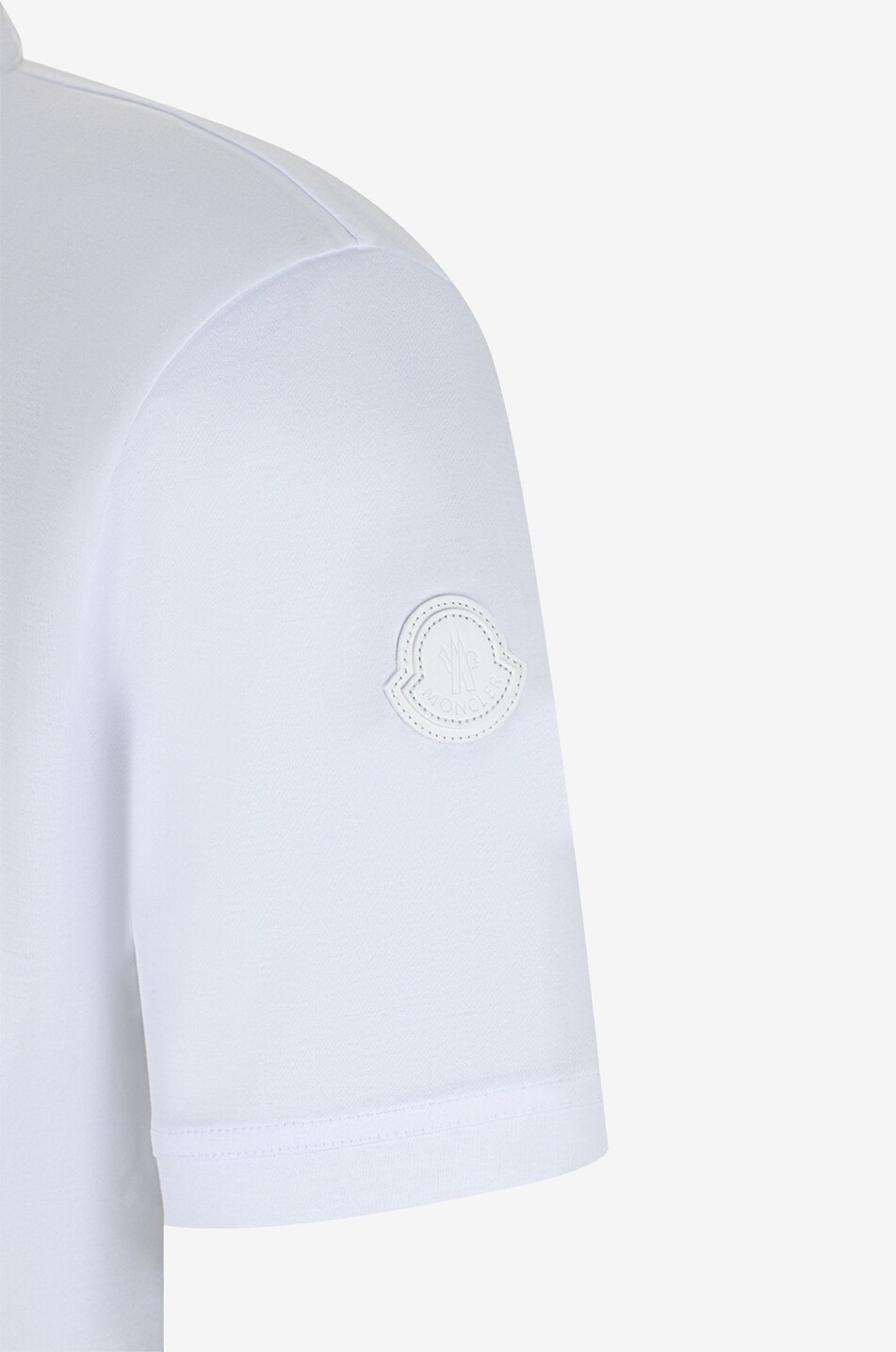 MONCLER Polo à manches courtes et patch logo uni Homme BLANC 3