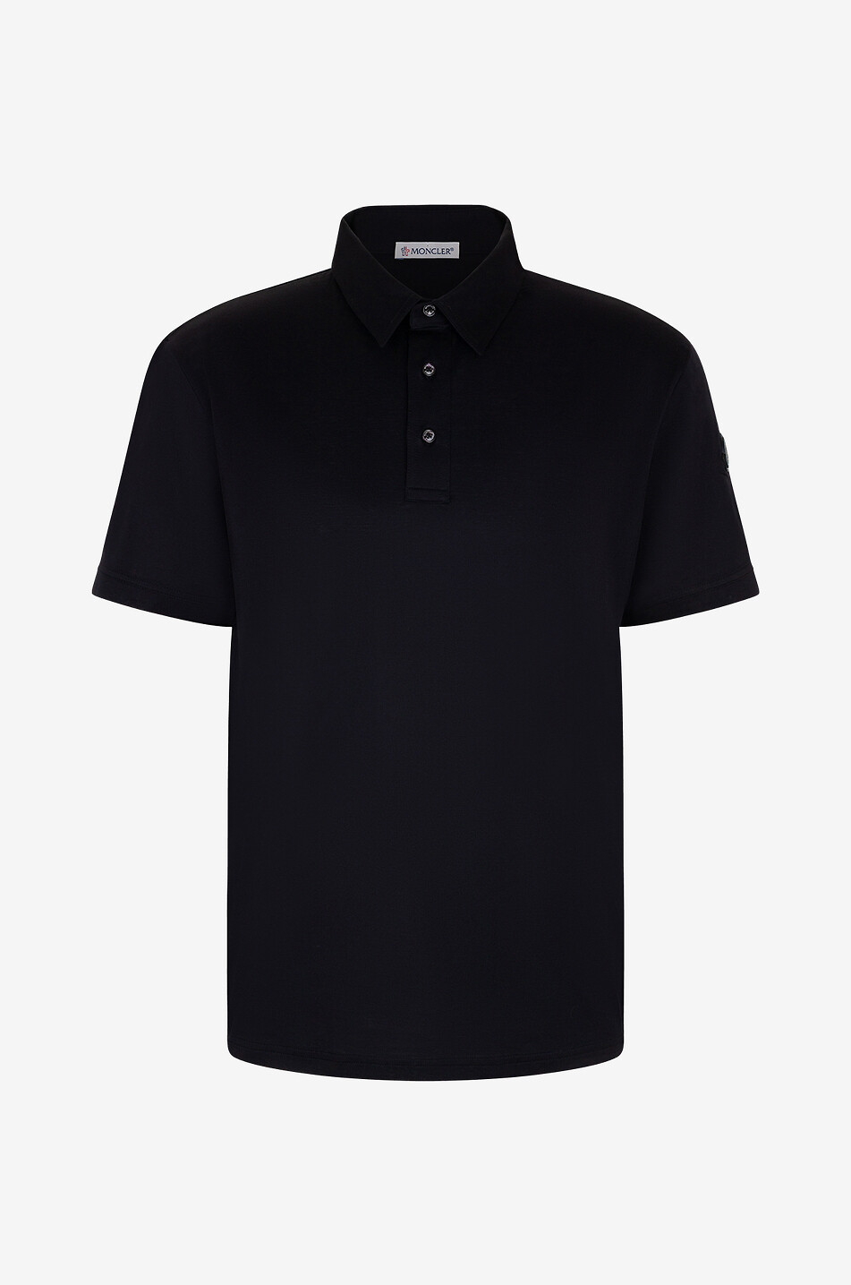 MONCLER Polo à manches courtes et patch logo uni Homme NOIR 1