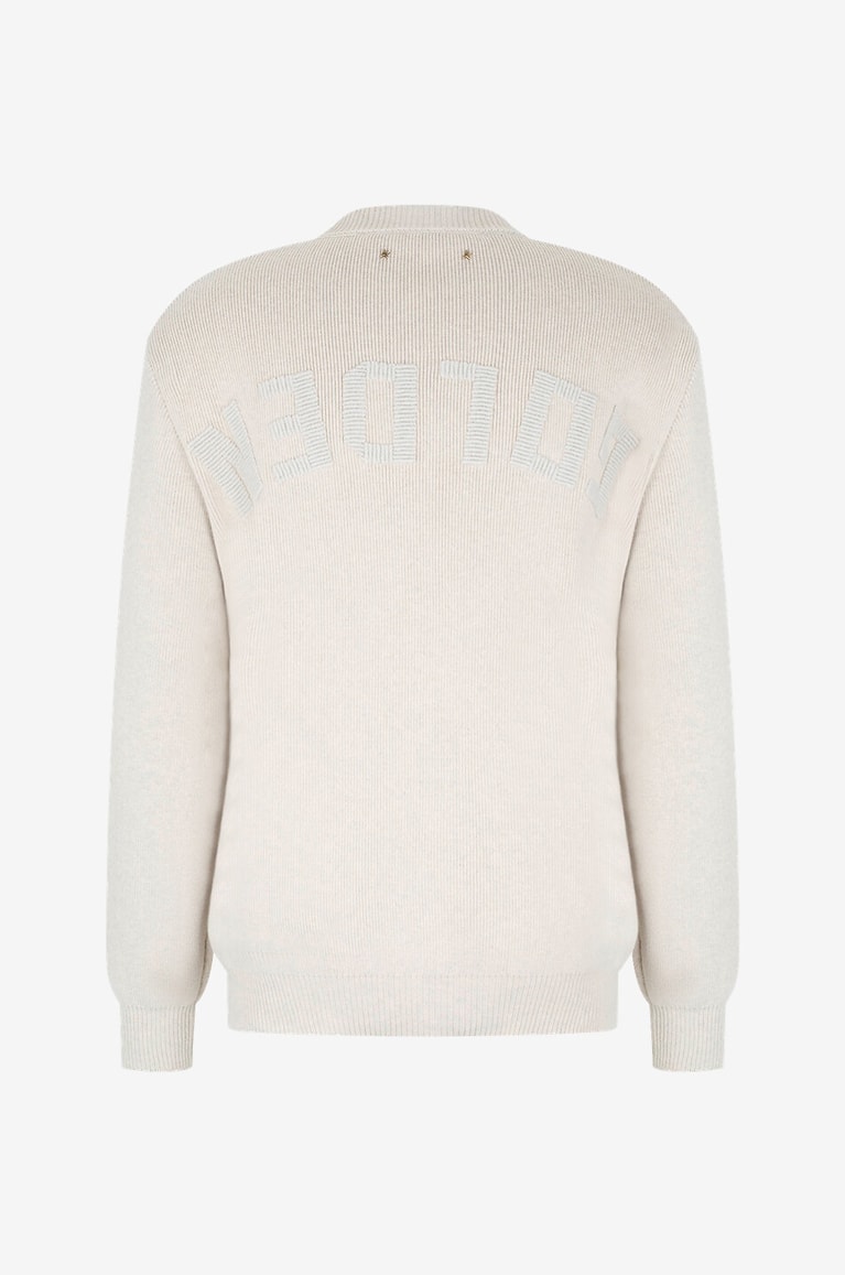 GOLDEN GOOSE Pull à col rond en coton bio brodé logo Davis Homme BLANC CASSE 2