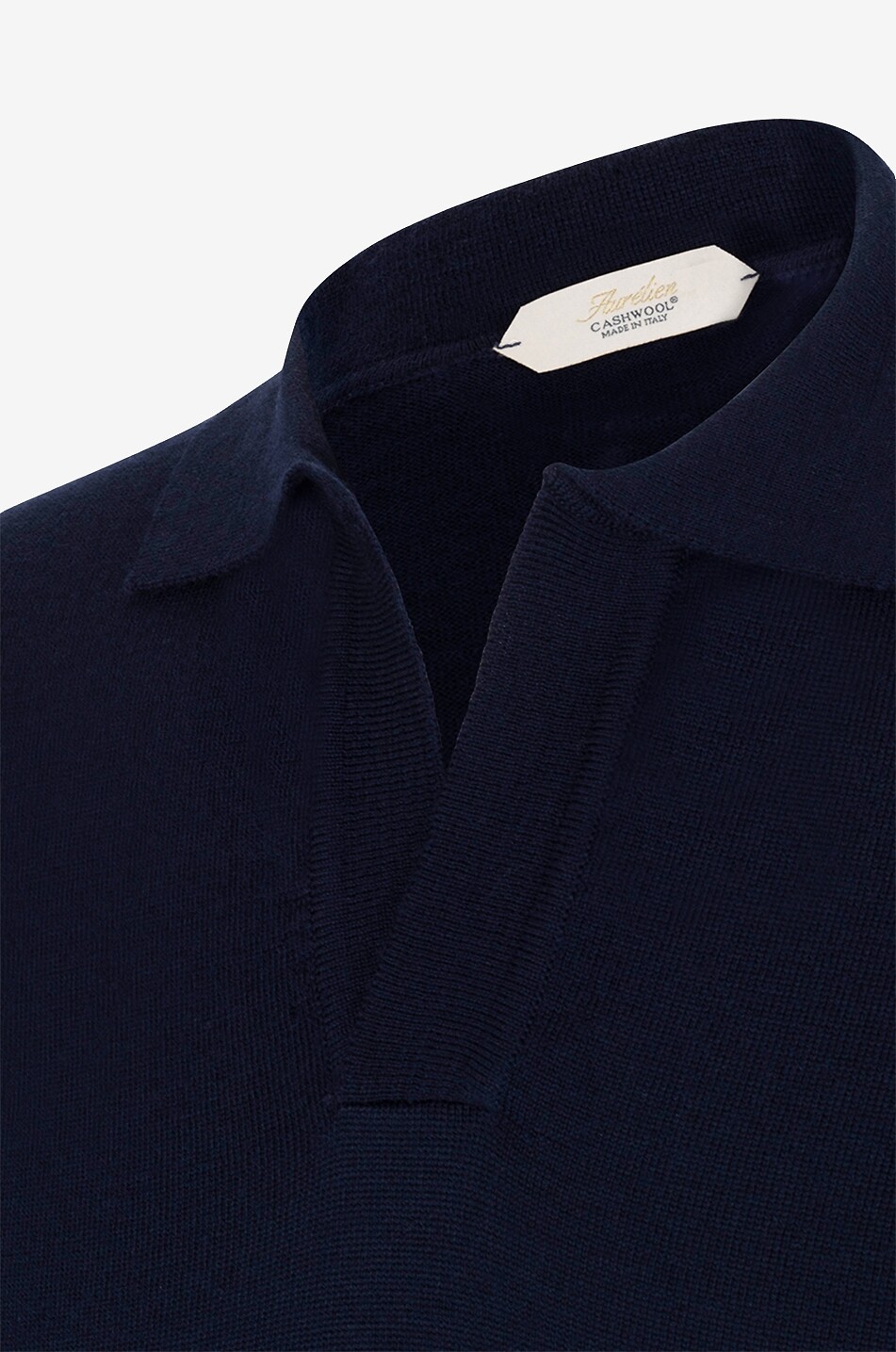 AURELIEN Strick-Kurzarm-Polohemd aus Cashwool Herren DUNKELBLAU 3