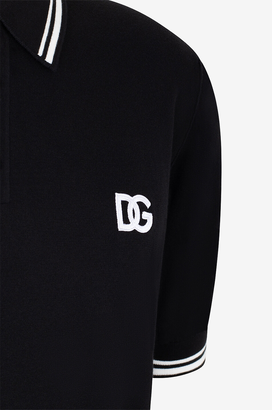 DOLCE & GABBANA DG fine knit polo shirt with stripe details Men BLACK 3
