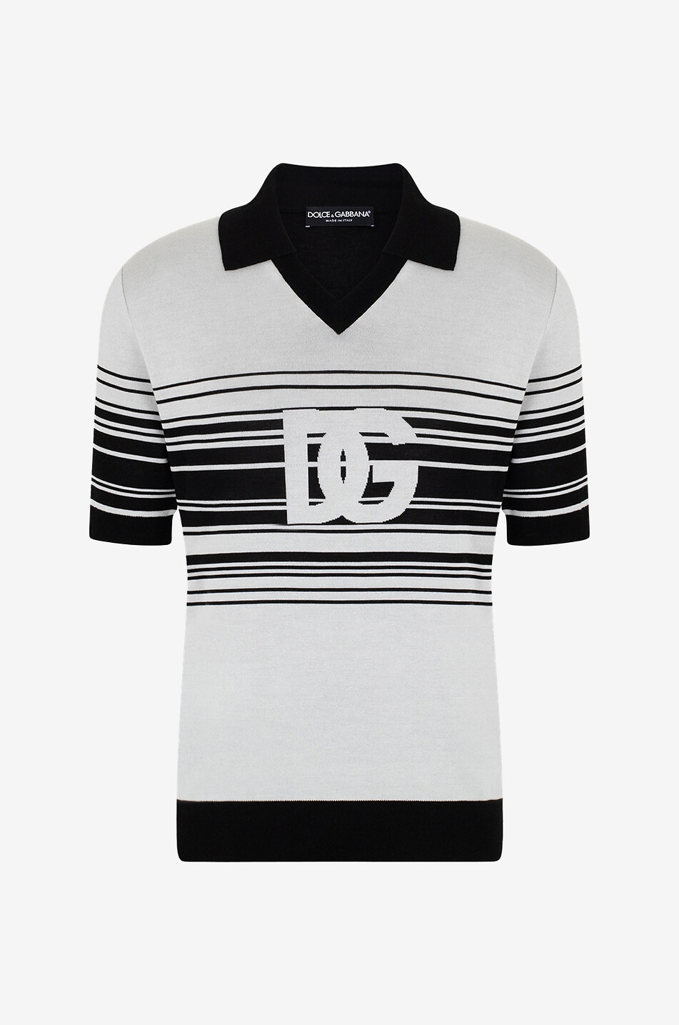 DG buttonless silk jacquard knit polo shirt DOLCE GABBANA Bongenie