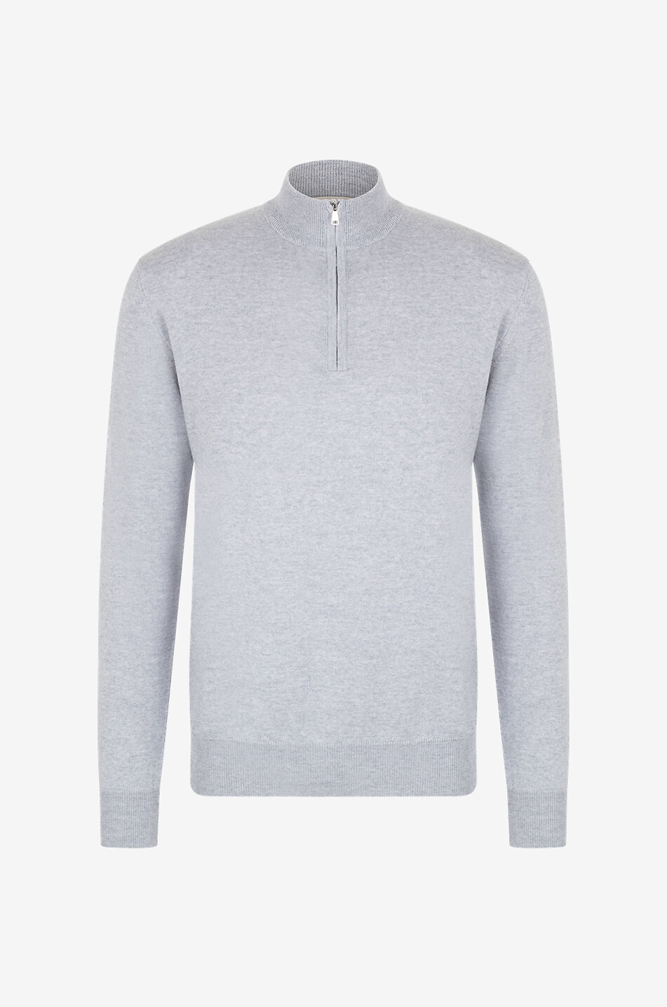 AURELIEN Cashwool half-zip stand-up collar extrafine merino wool jumper Men LIGHT GREY 1
