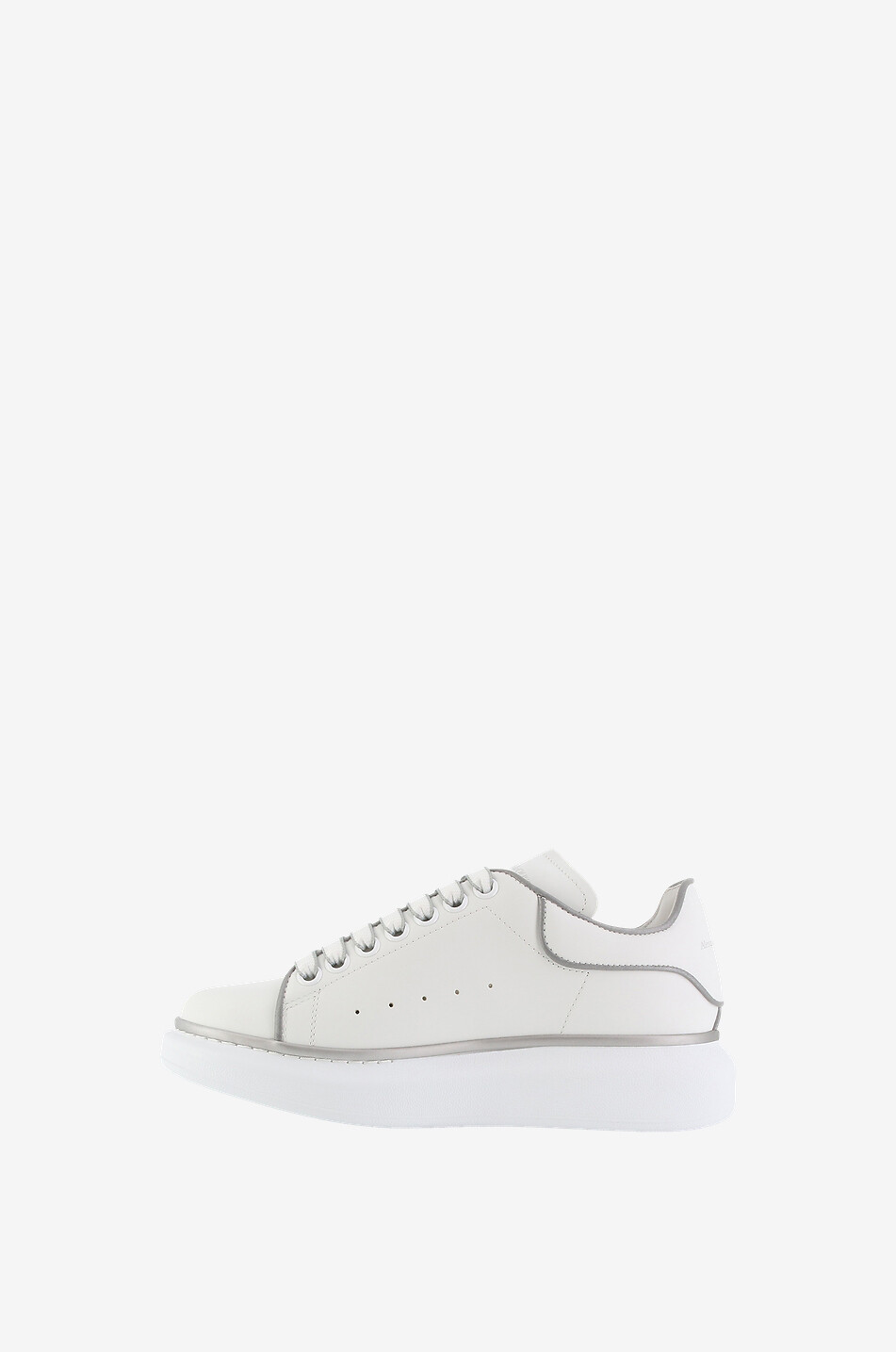 ALEXANDER McQUEEN Baskets basses en cuir à passepoils réfléchissants Oversized Femme BLANC 3
