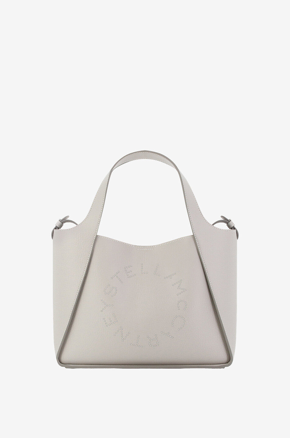 Stella Logo studded grained faux leather handbag