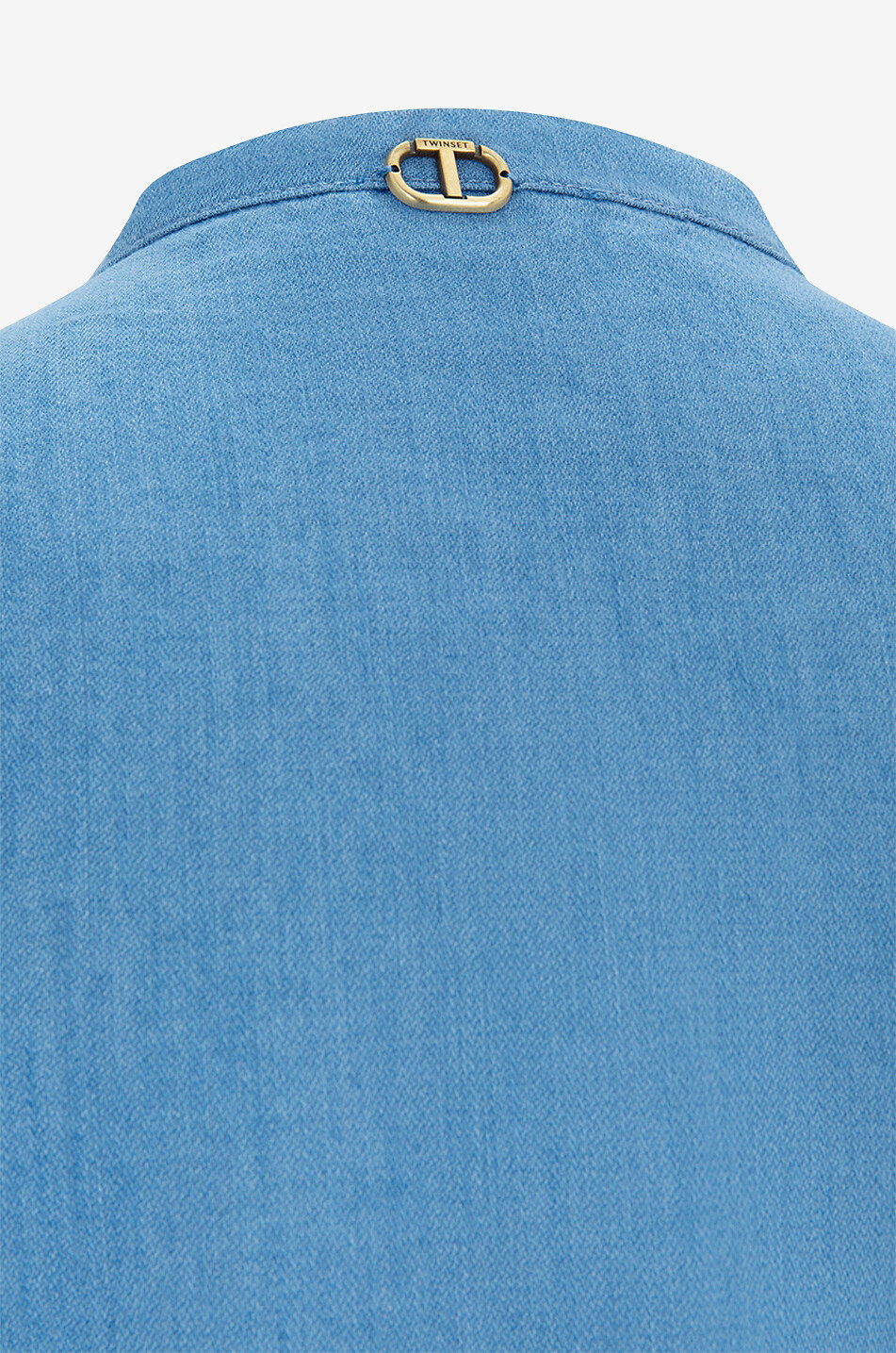 Blouse à manches courtes en chambray ornée de dentelle