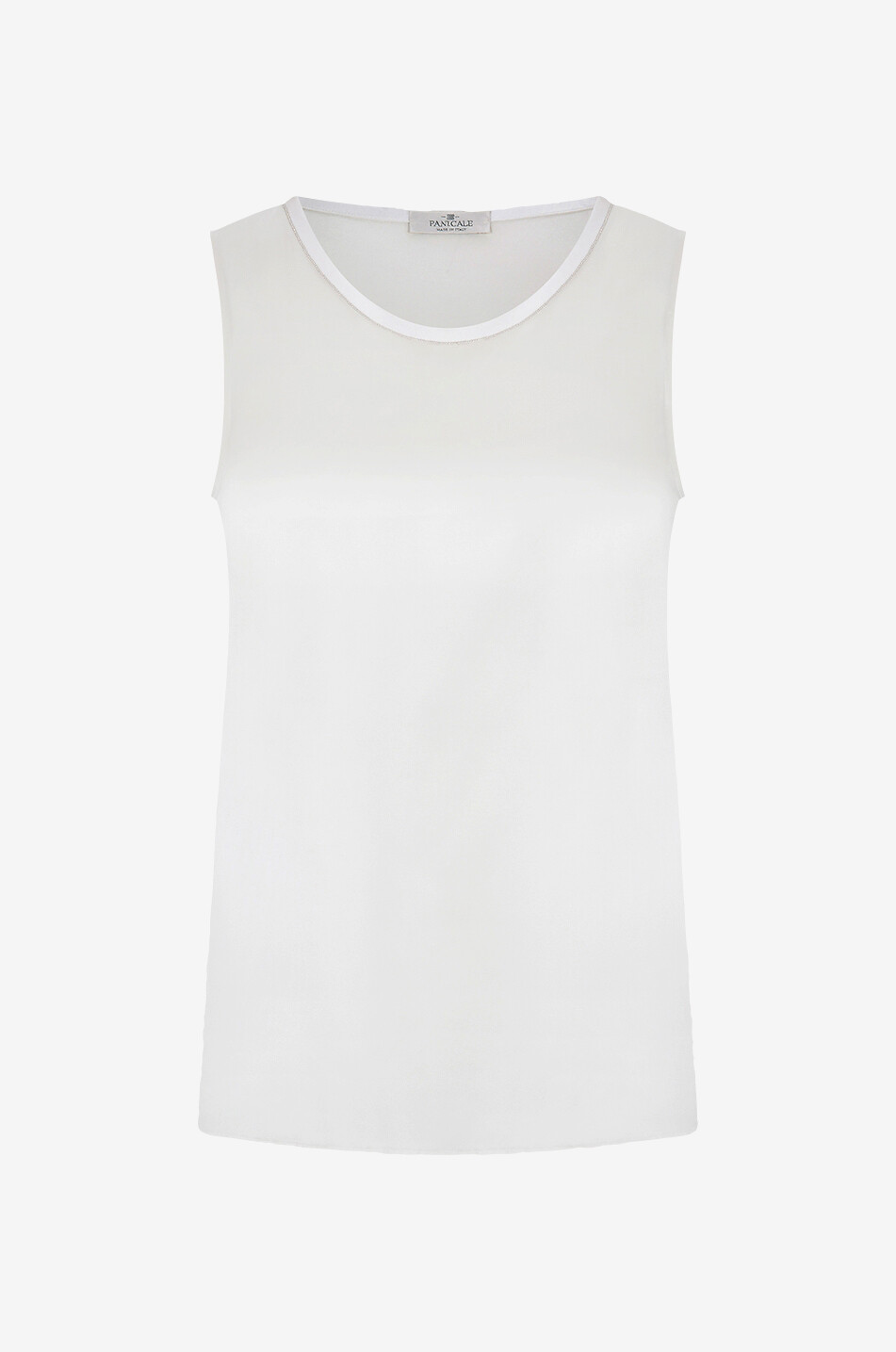 Top sans manches en satin brodé de perles