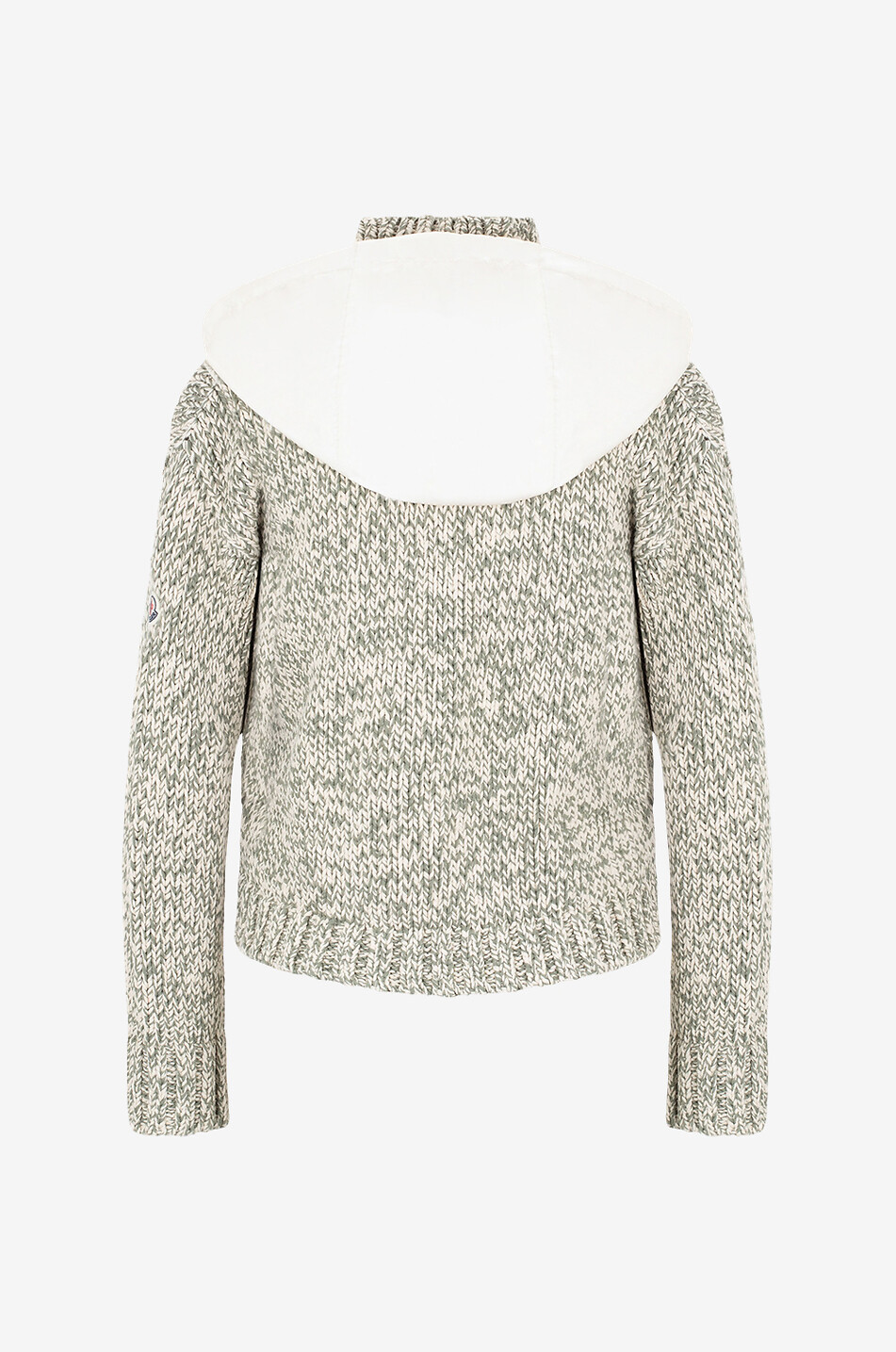 MONCLER Cardigan boxy en coton chiné à capuche Femme VERT 2