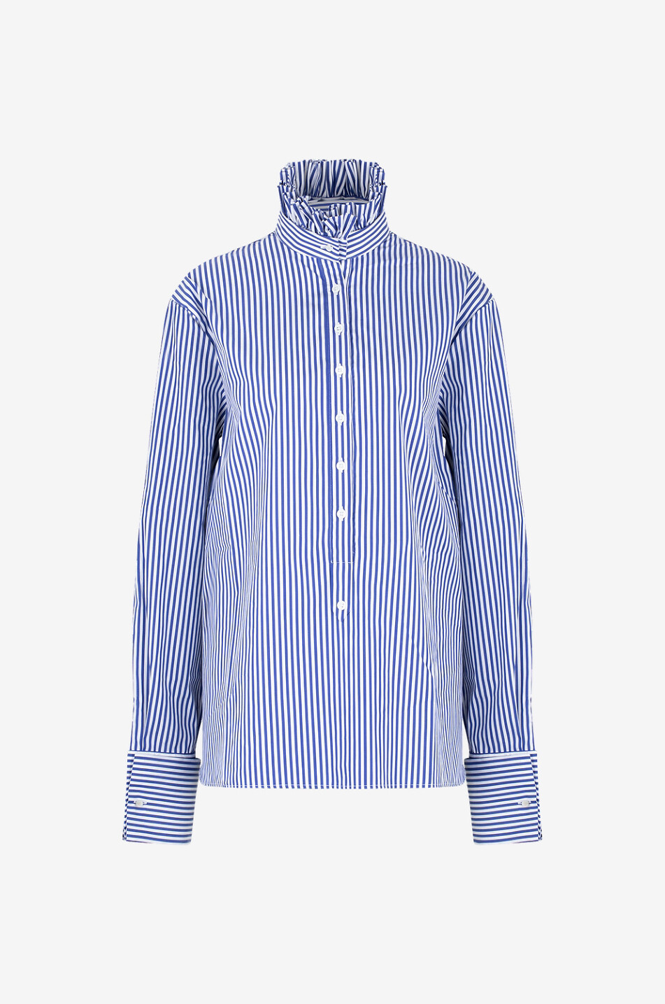 Gestreiftes Oversize-Hemd mit abnehmbaren Rüschen Cyrielle