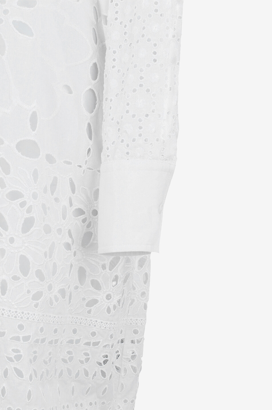 Robe chemise midi ample en coton à broderies anglaises