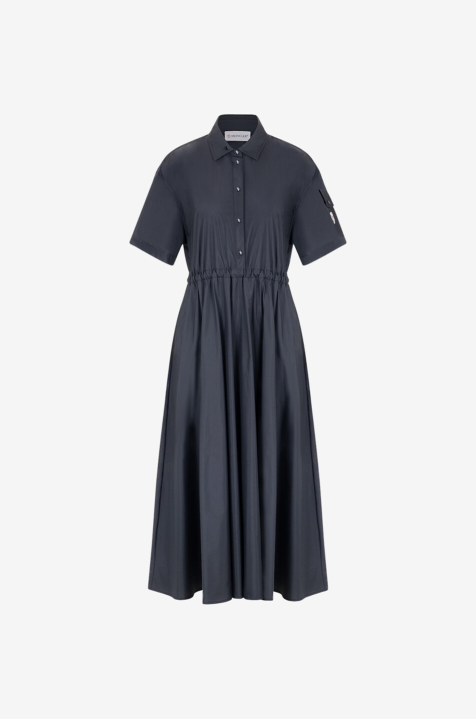 Technical poplin short-sleeved midi shirt dress