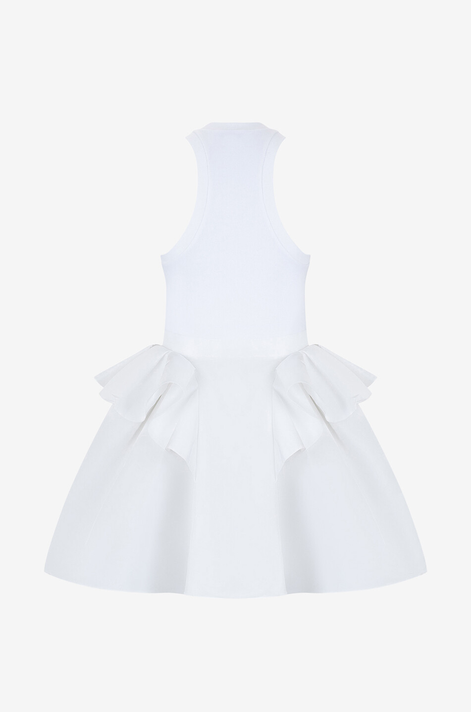 Kurzes ärmelloses Kleid aus Ripp-Jersey und Polyfaille