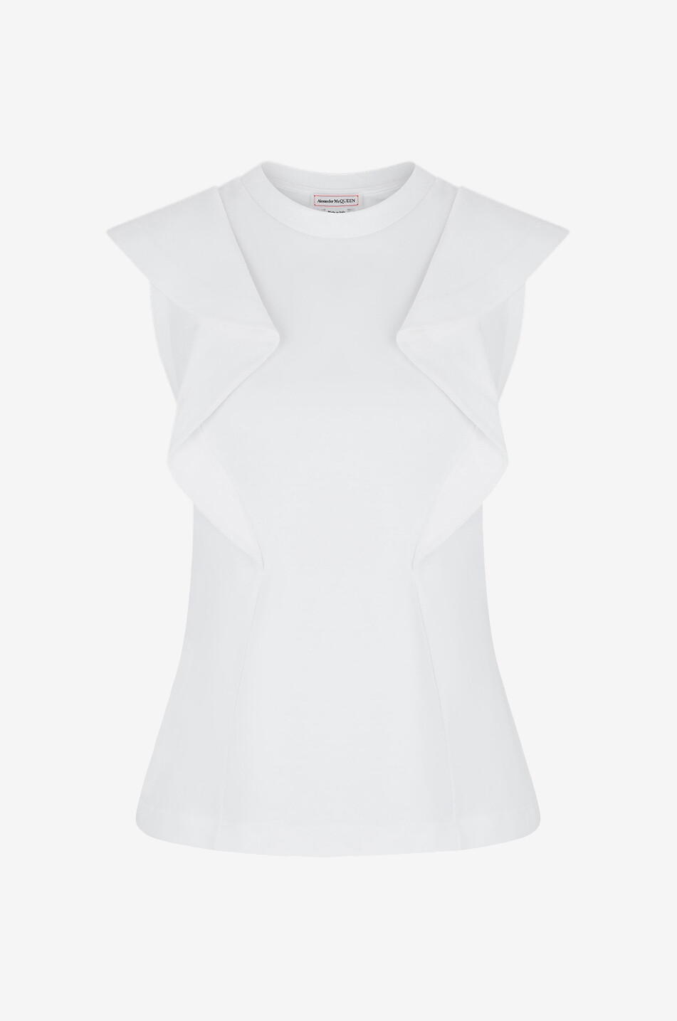 Ruffled fitted sleeveless jersey top